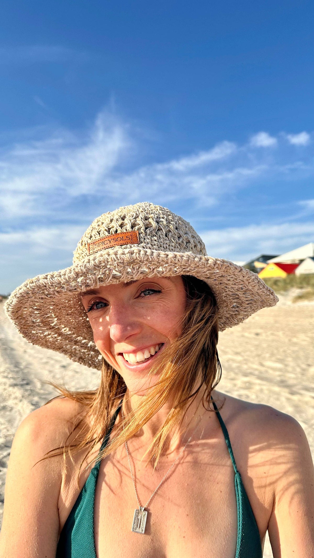Beige Hemp Hat - Crochet brim