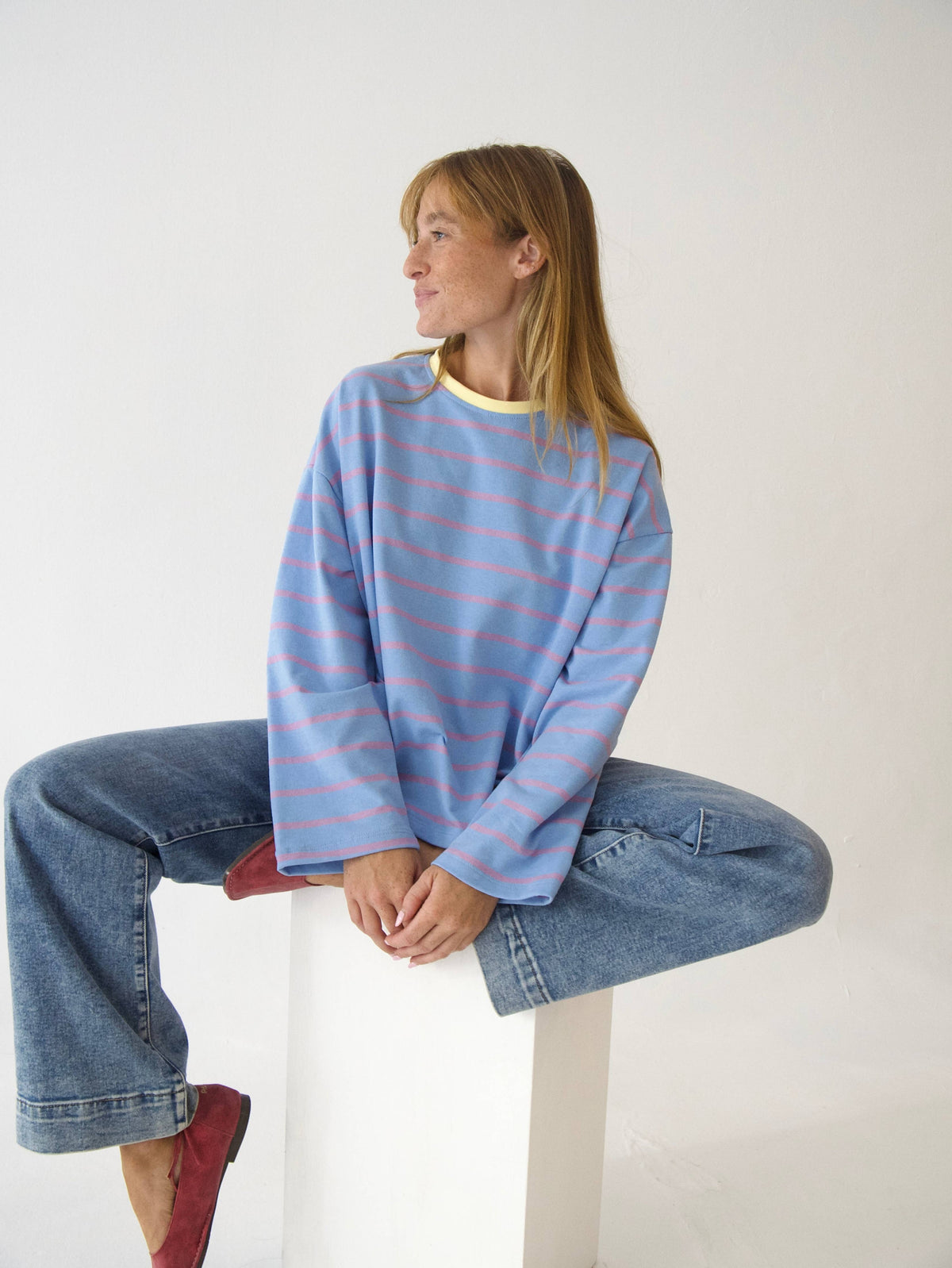 Míriam T-shirt Lavender and Sky Blue