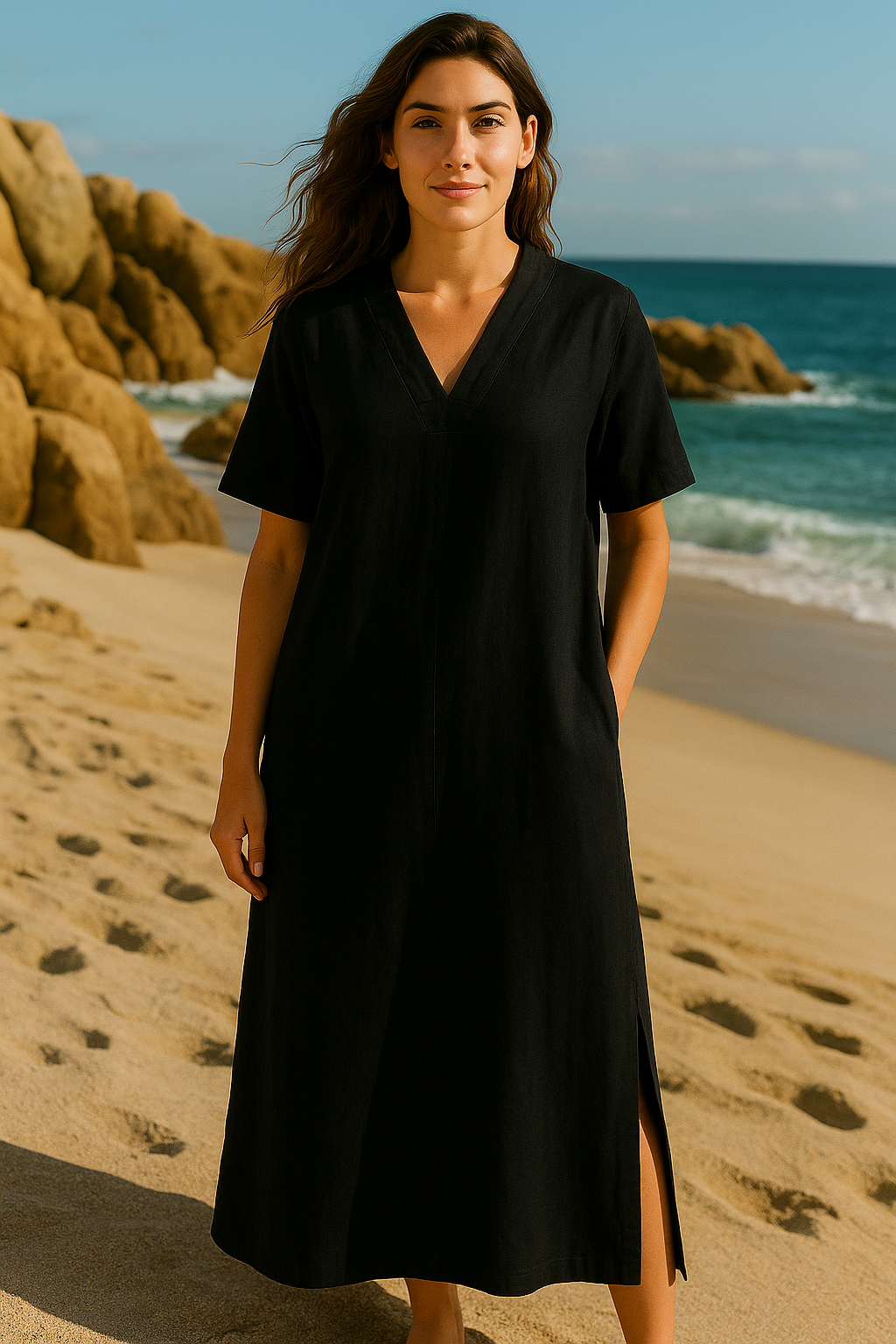 3372 Linen Dress Spring Summer Clothing