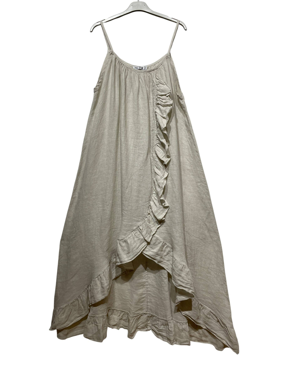 Long Asymmetric Linen Dress with Ruffles