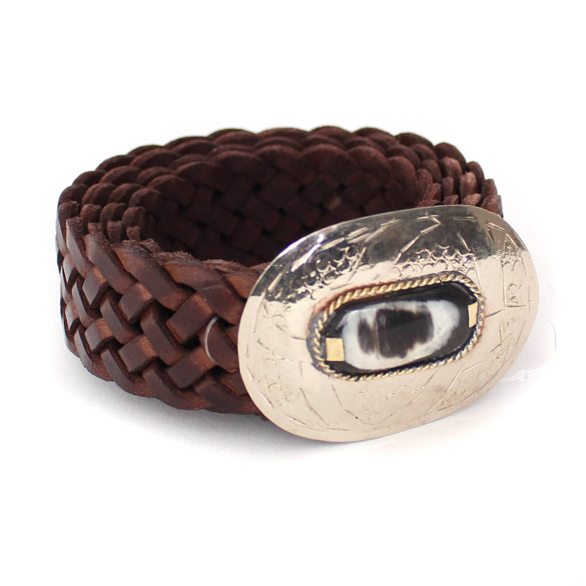 Thin Leather Belt with Oval Buckle - Small