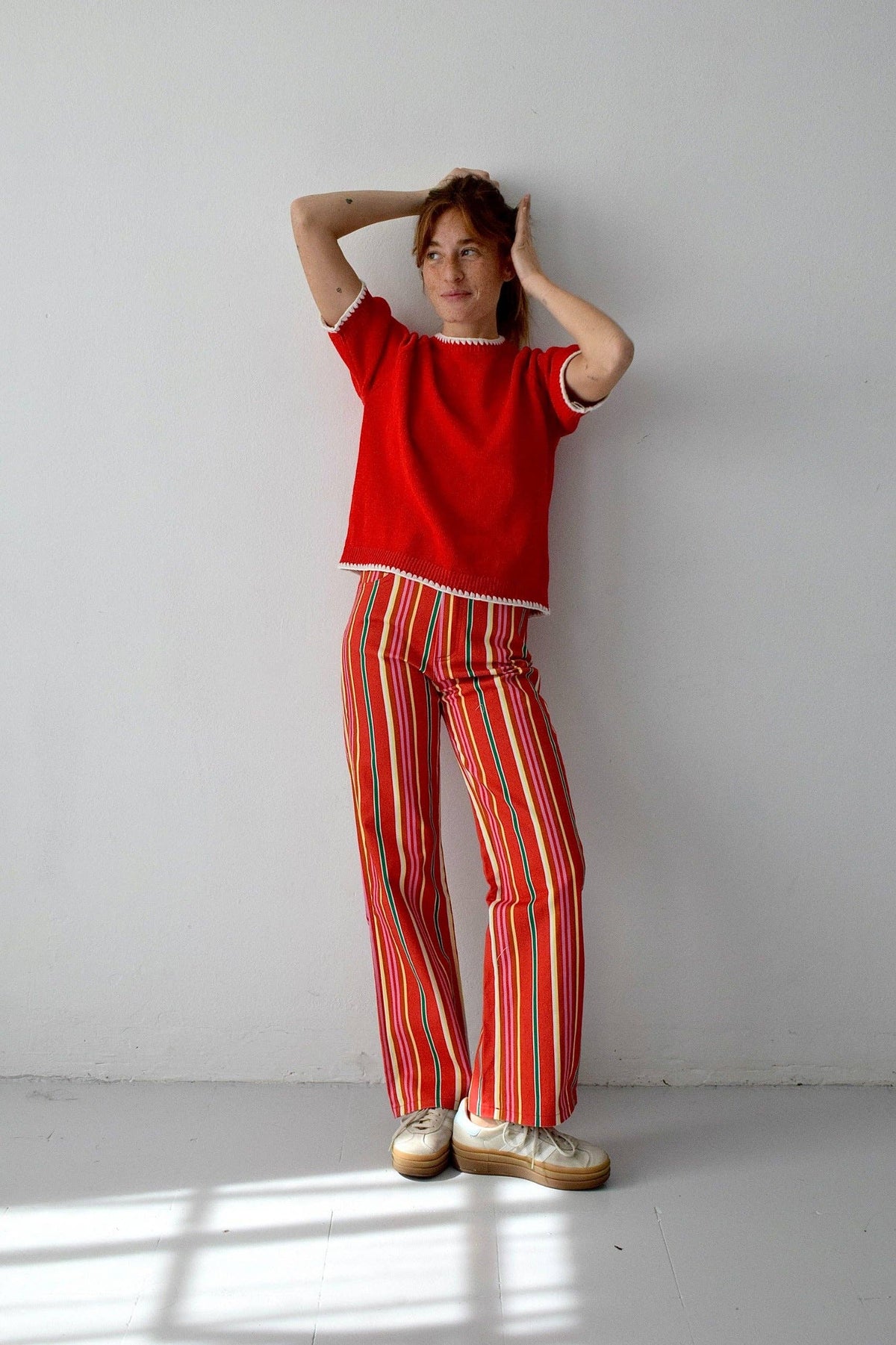 Inés Red Striped Jeans