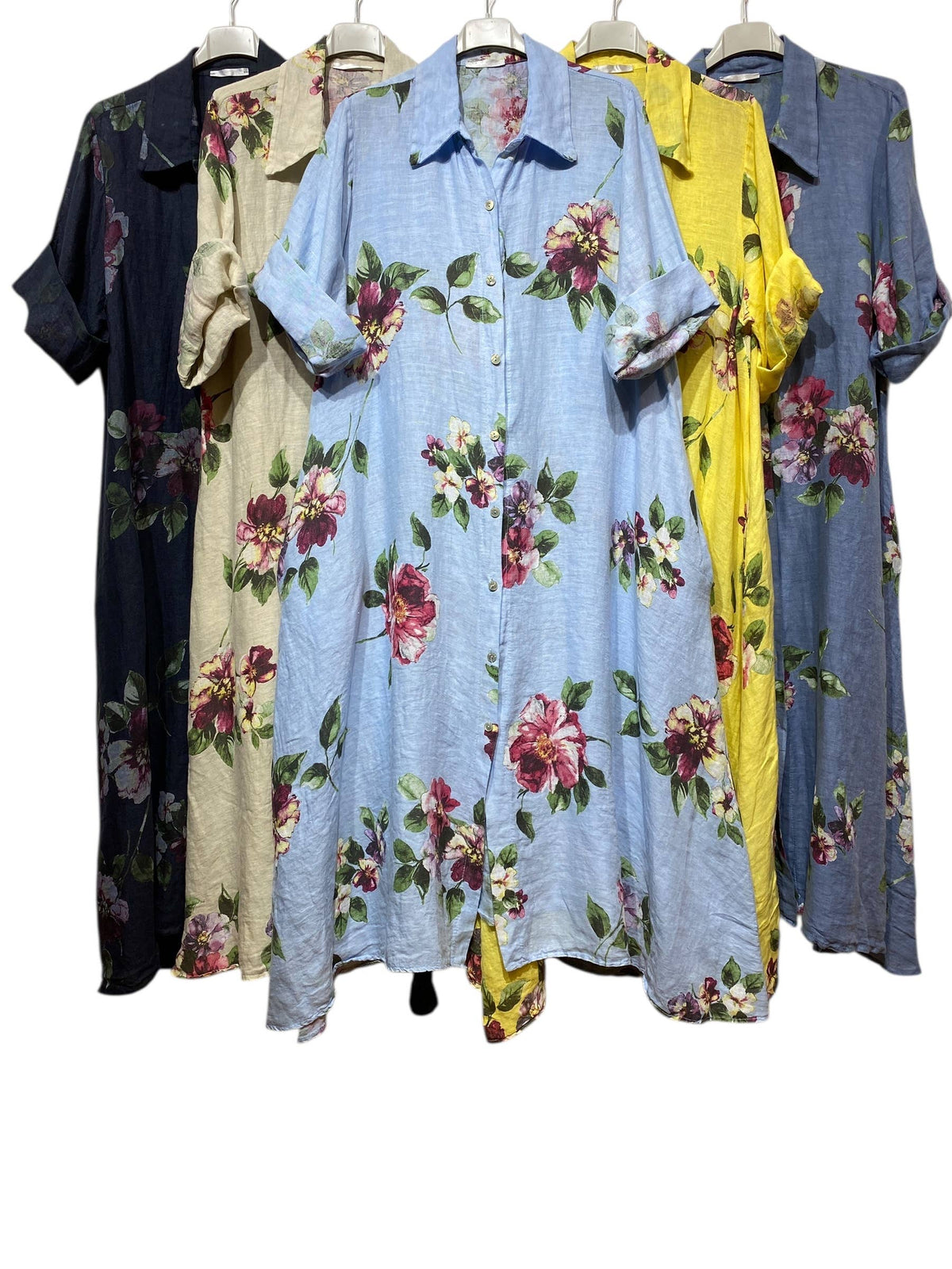 Floral Print Linen Duster