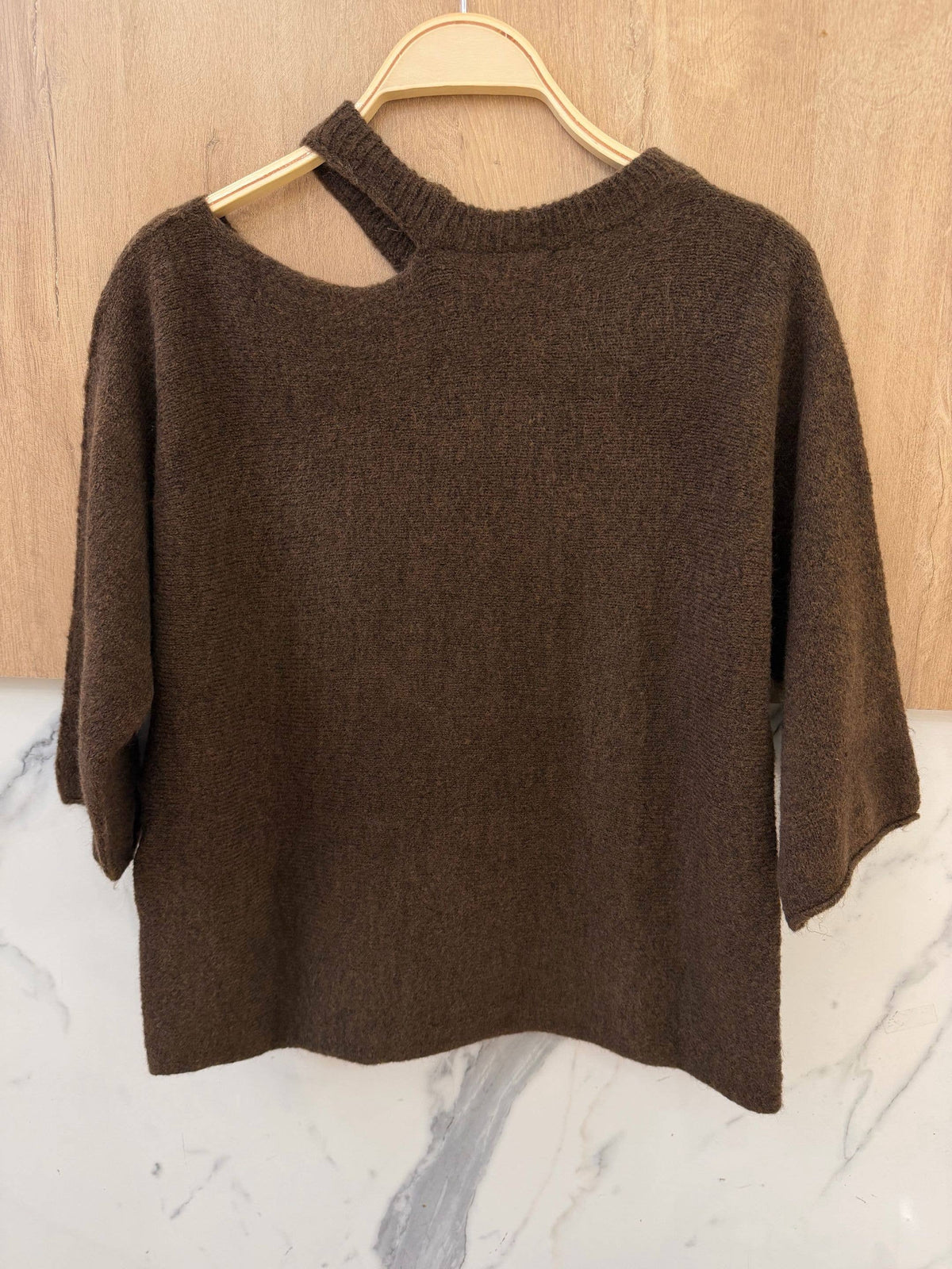 Knit Sweater with Shoulder Cutout - Made in Italy