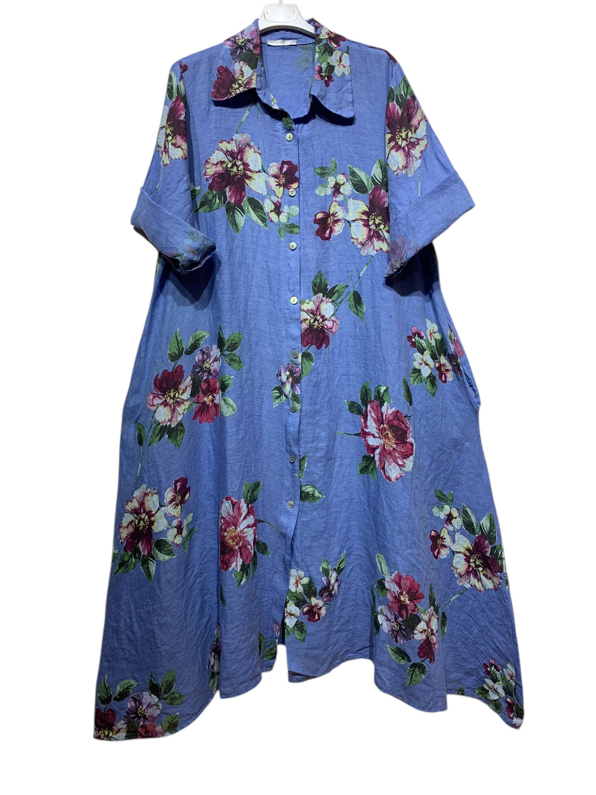 Floral Print Linen Duster