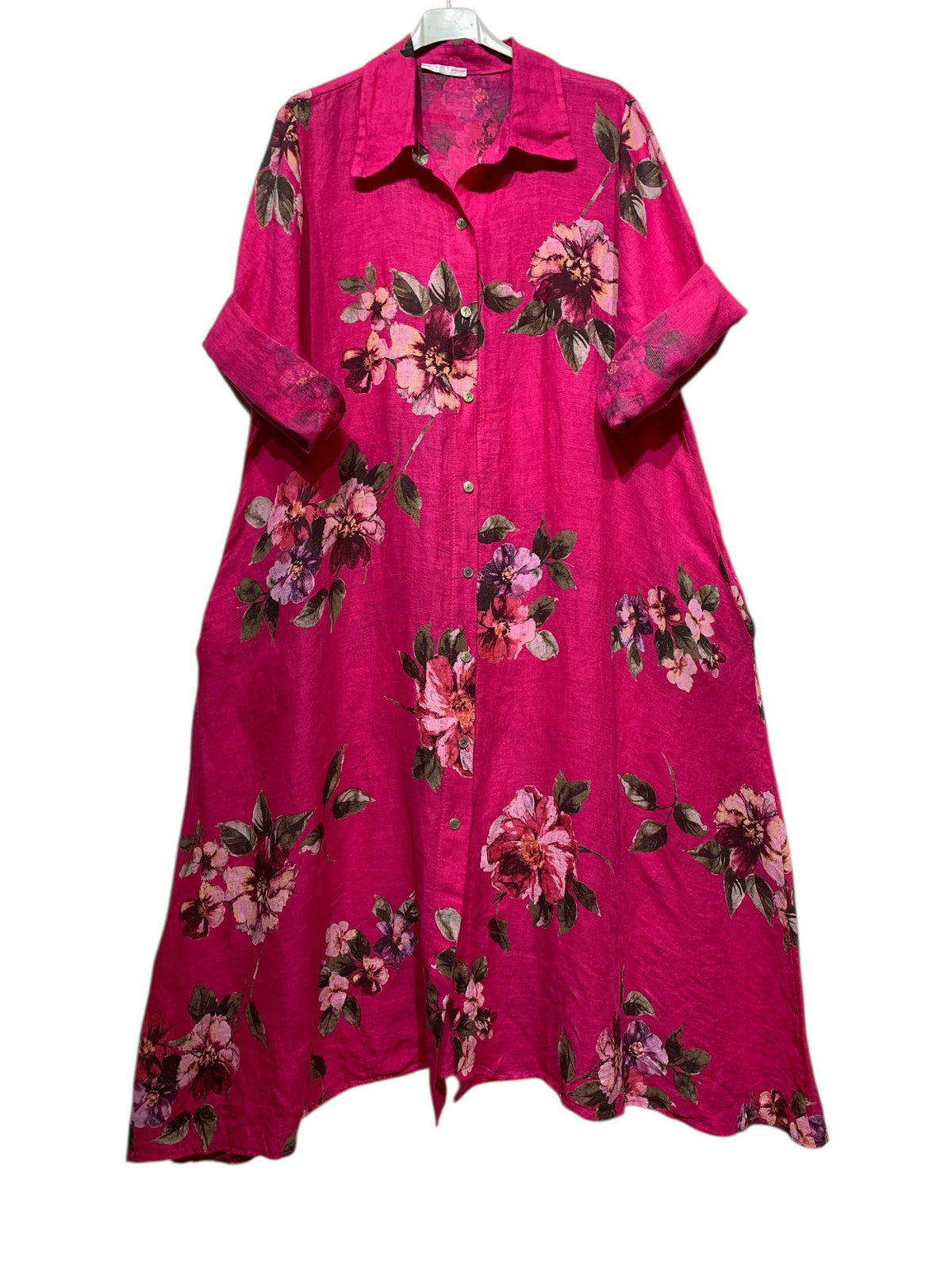 Floral Print Linen Duster