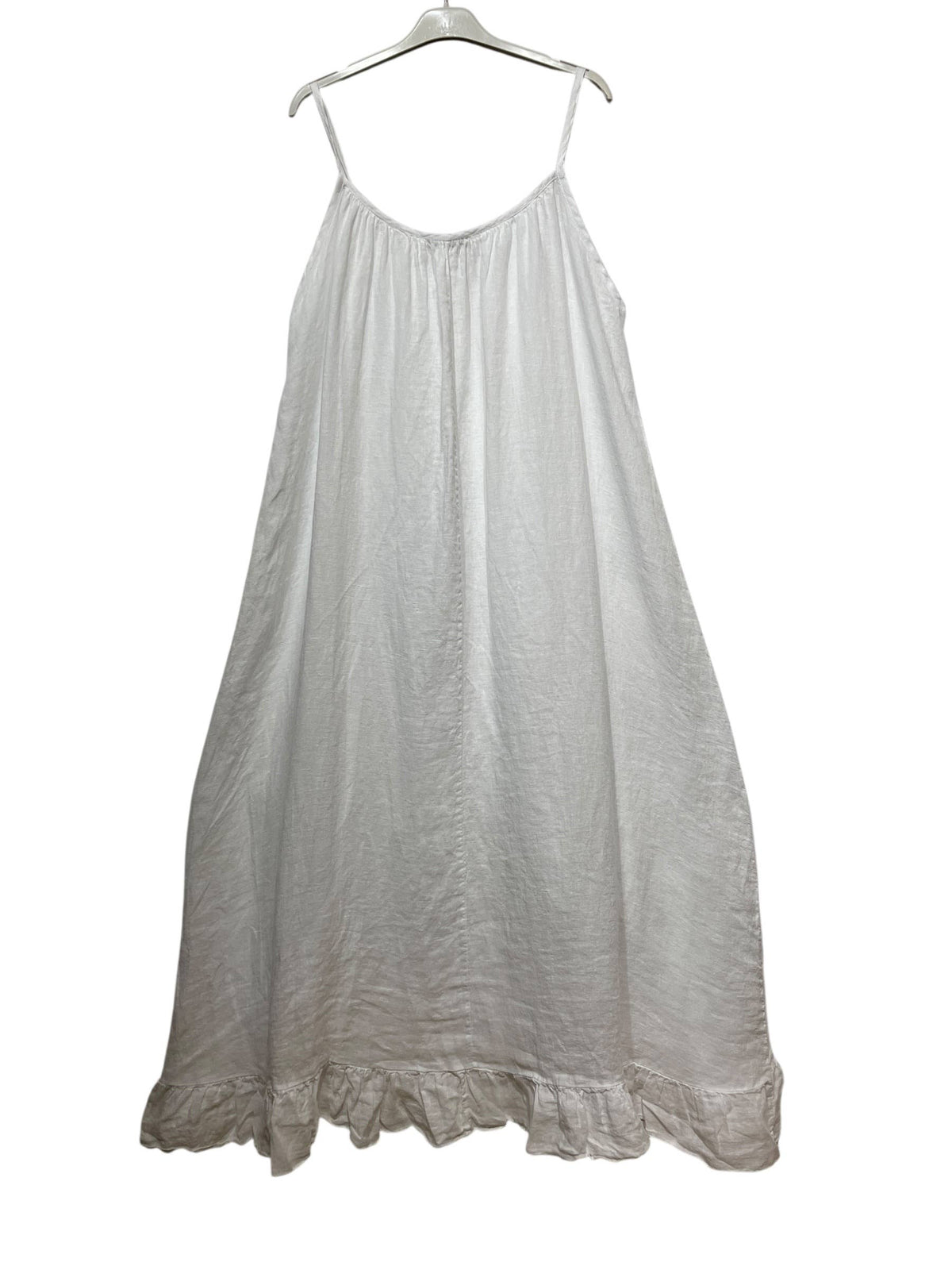Long Asymmetric Linen Dress with Ruffles