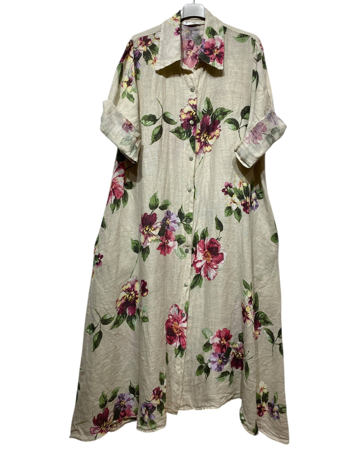 Floral Print Linen Duster