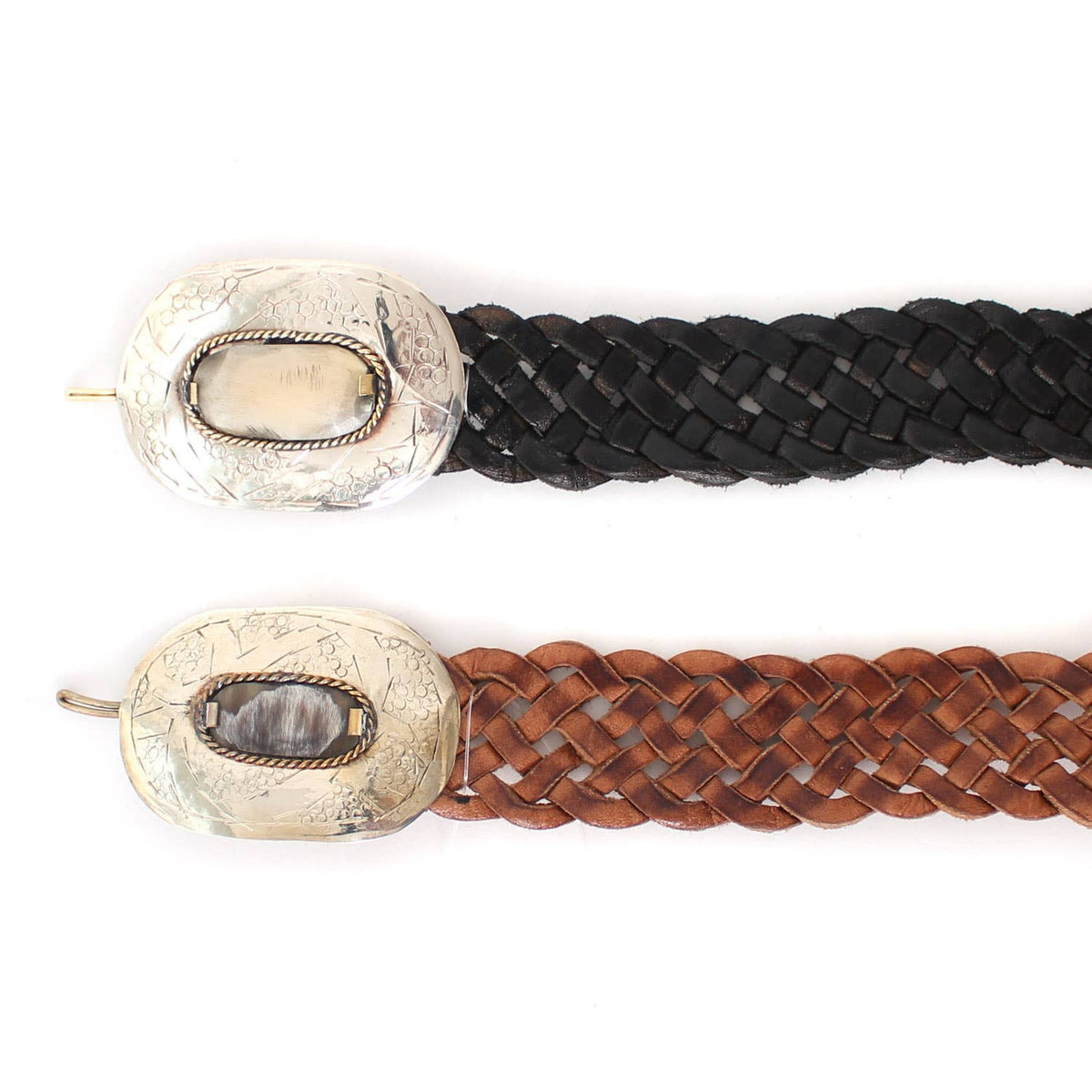 Thin Leather Belt with Oval Buckle - Small