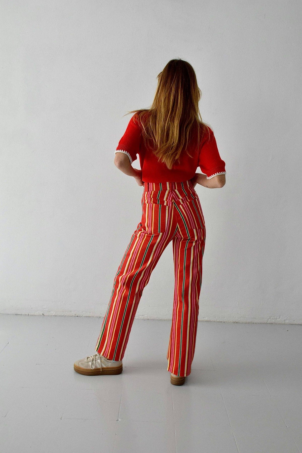 Inés Red Striped Jeans