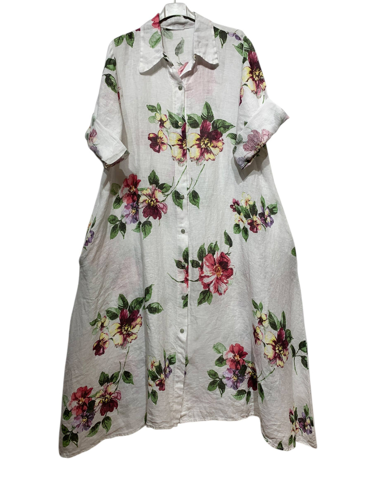 Floral Print Linen Duster