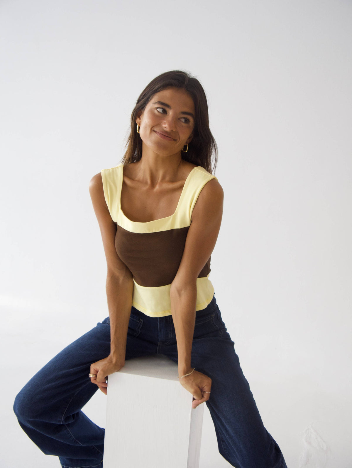 Mila Brown and Yellow Top