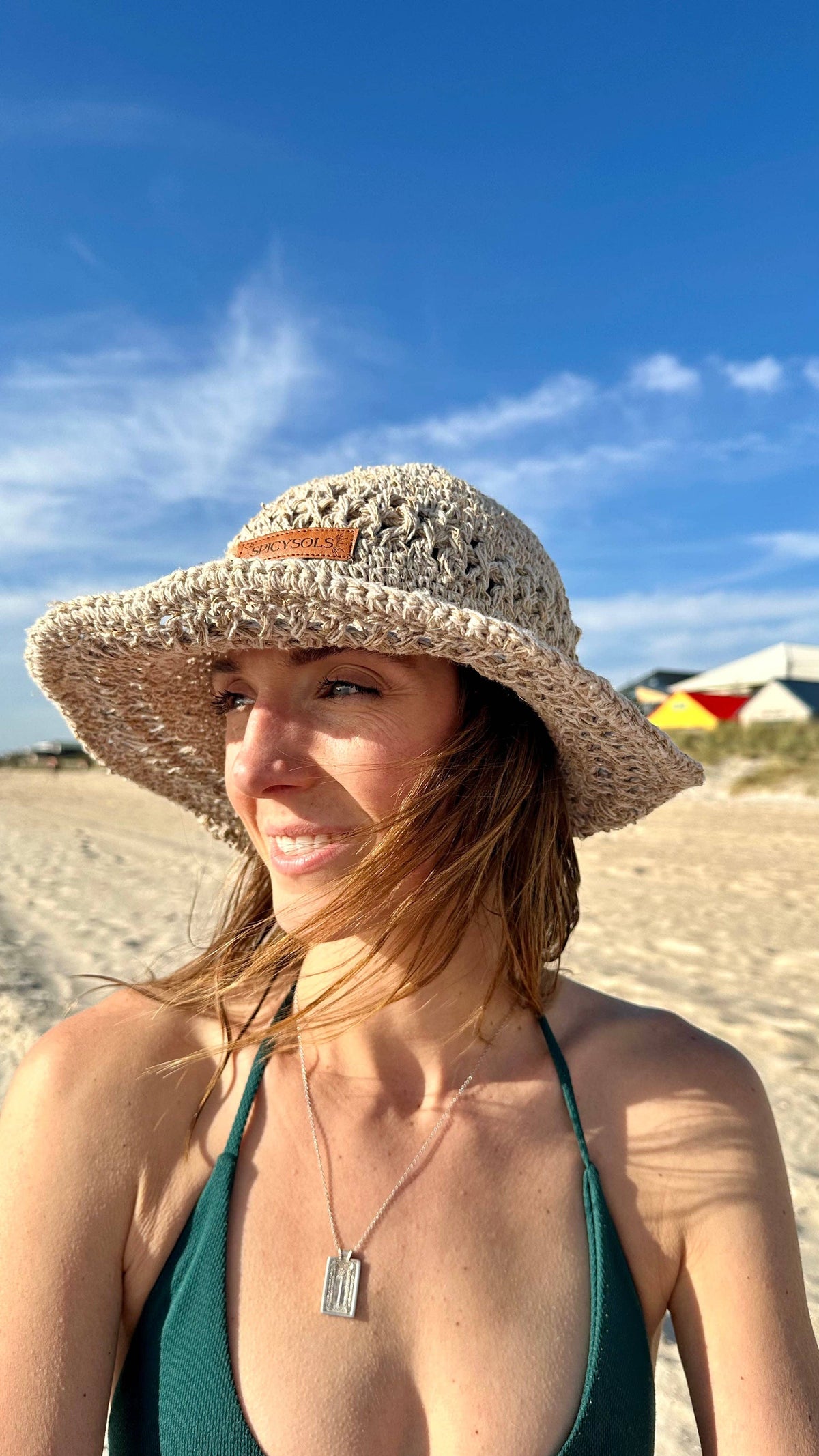 Beige Hemp Hat - Crochet brim