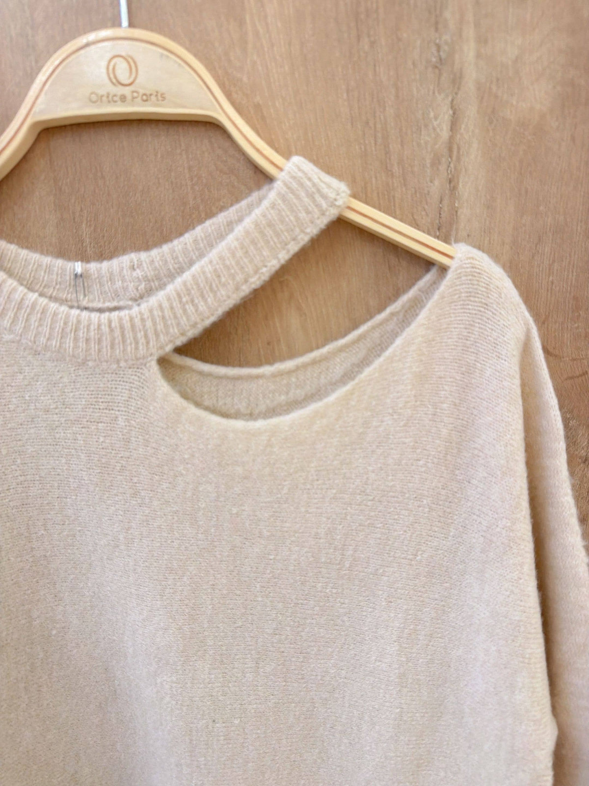 Knit Sweater with Shoulder Cutout - Made in Italy