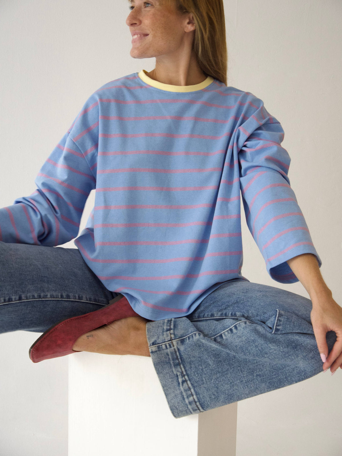 Míriam T-shirt Lavender and Sky Blue