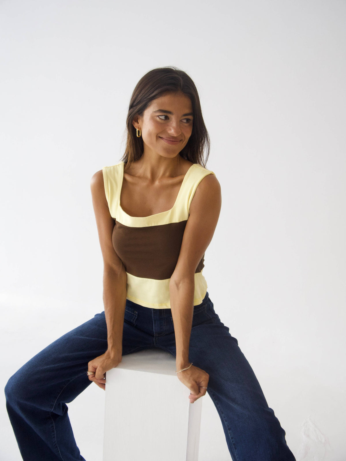 Mila Brown and Yellow Top