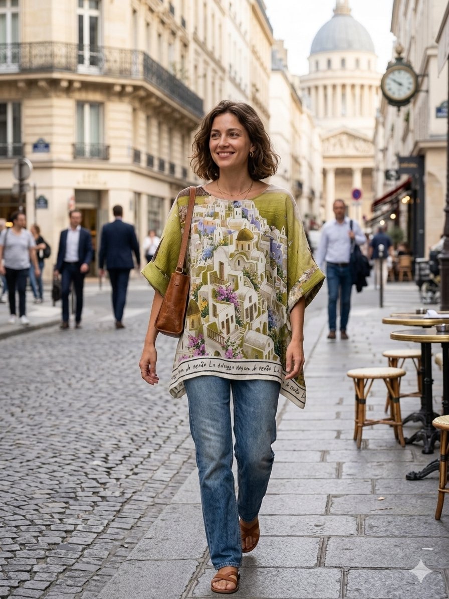 5938 D Tunic 100% Linen, Santorin