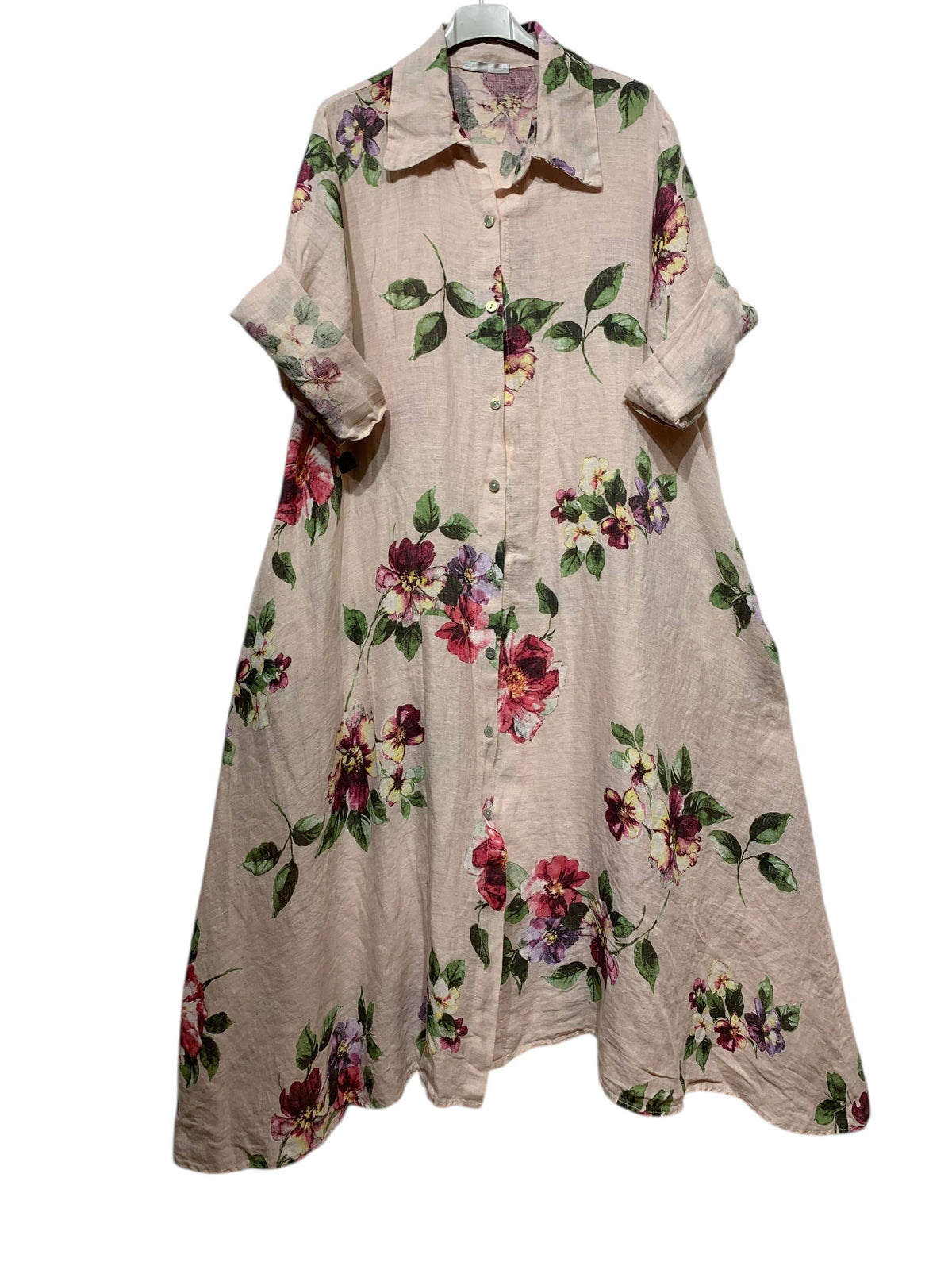Floral Print Linen Duster