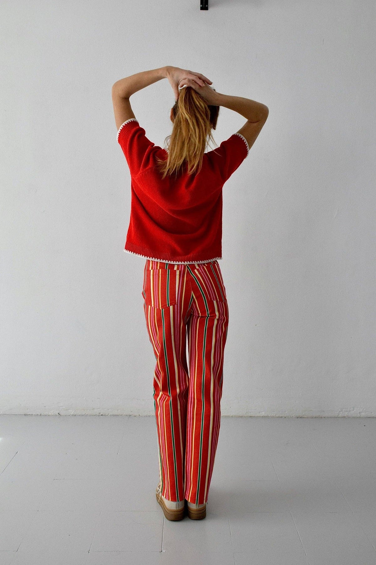 Inés Red Striped Jeans