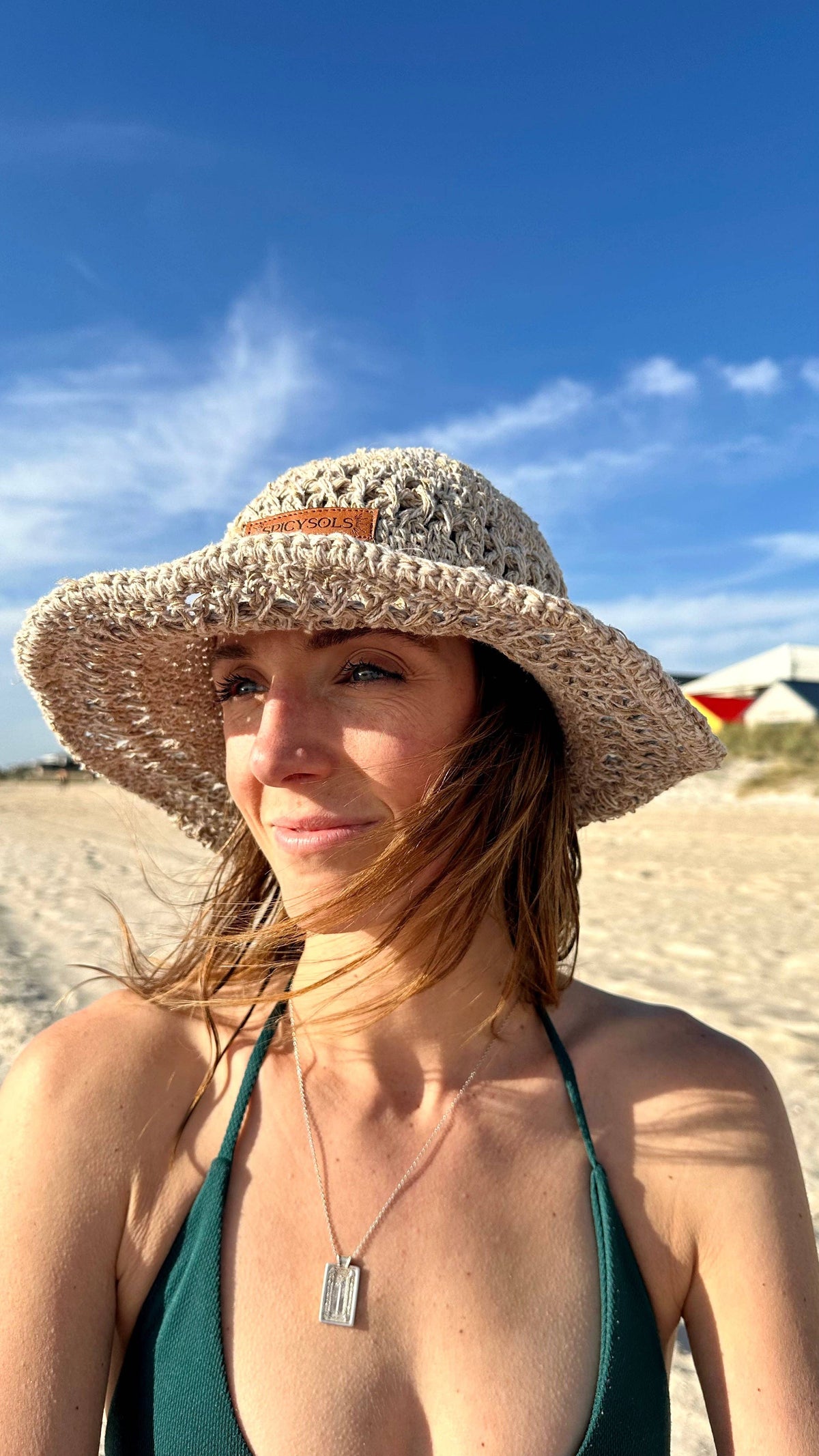 Beige Hemp Hat - Crochet brim