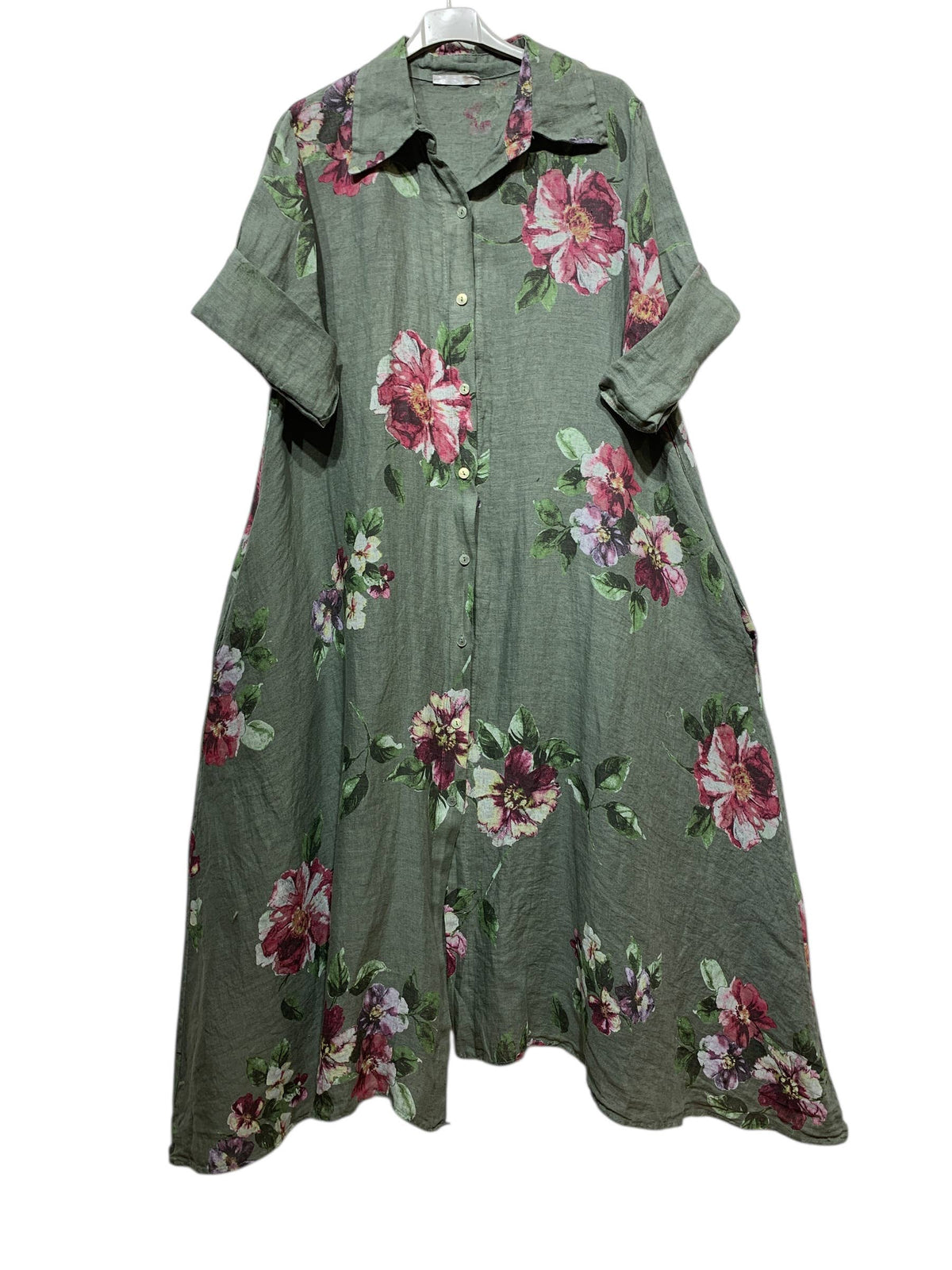 Floral Print Linen Duster