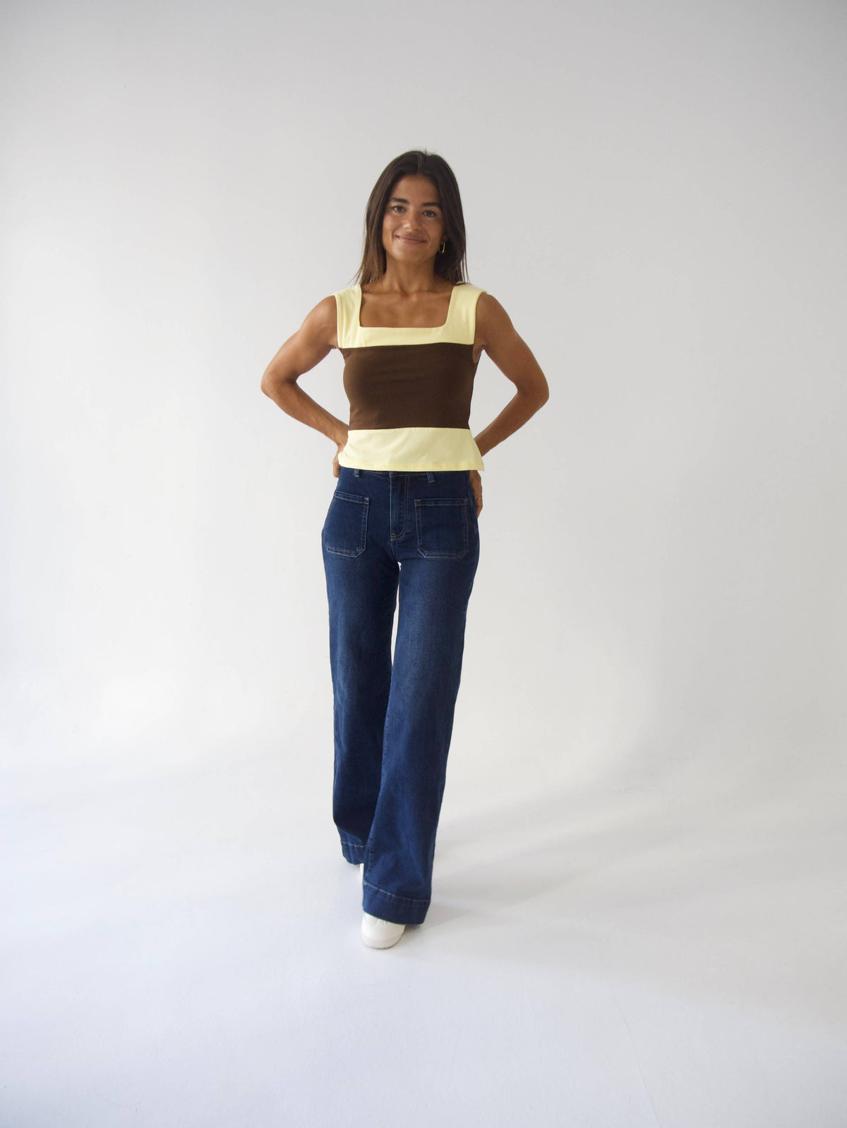 Mila Brown and Yellow Top
