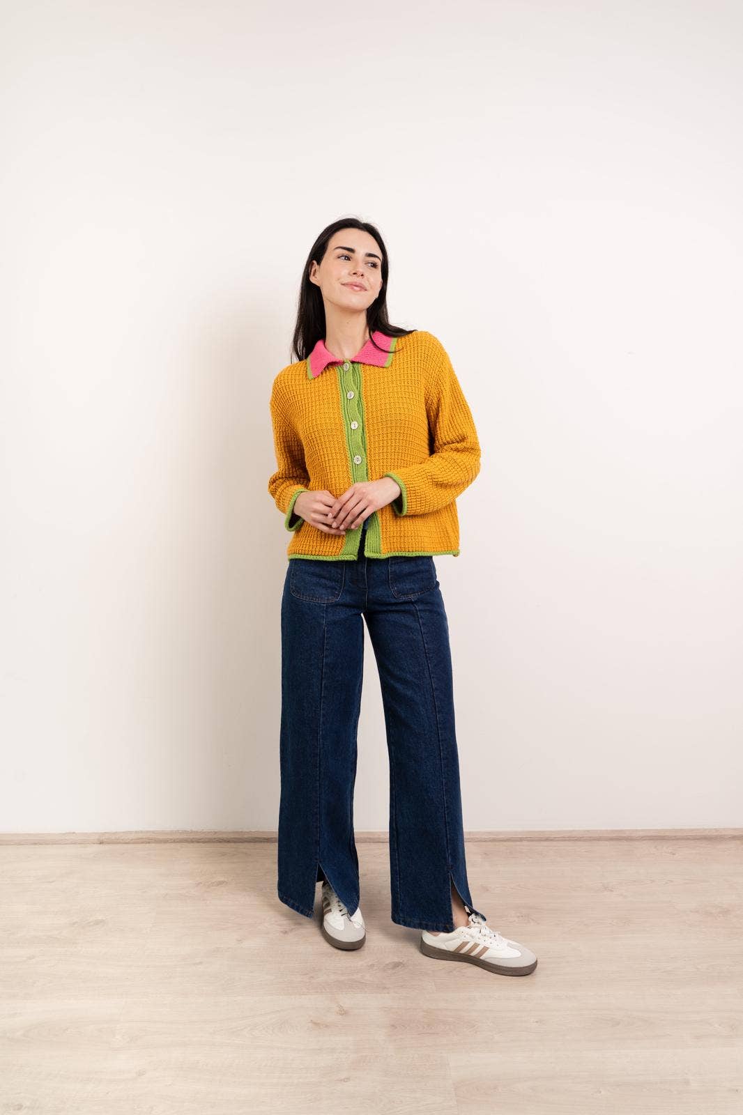 Tina Mustard Cotton Cardigan
