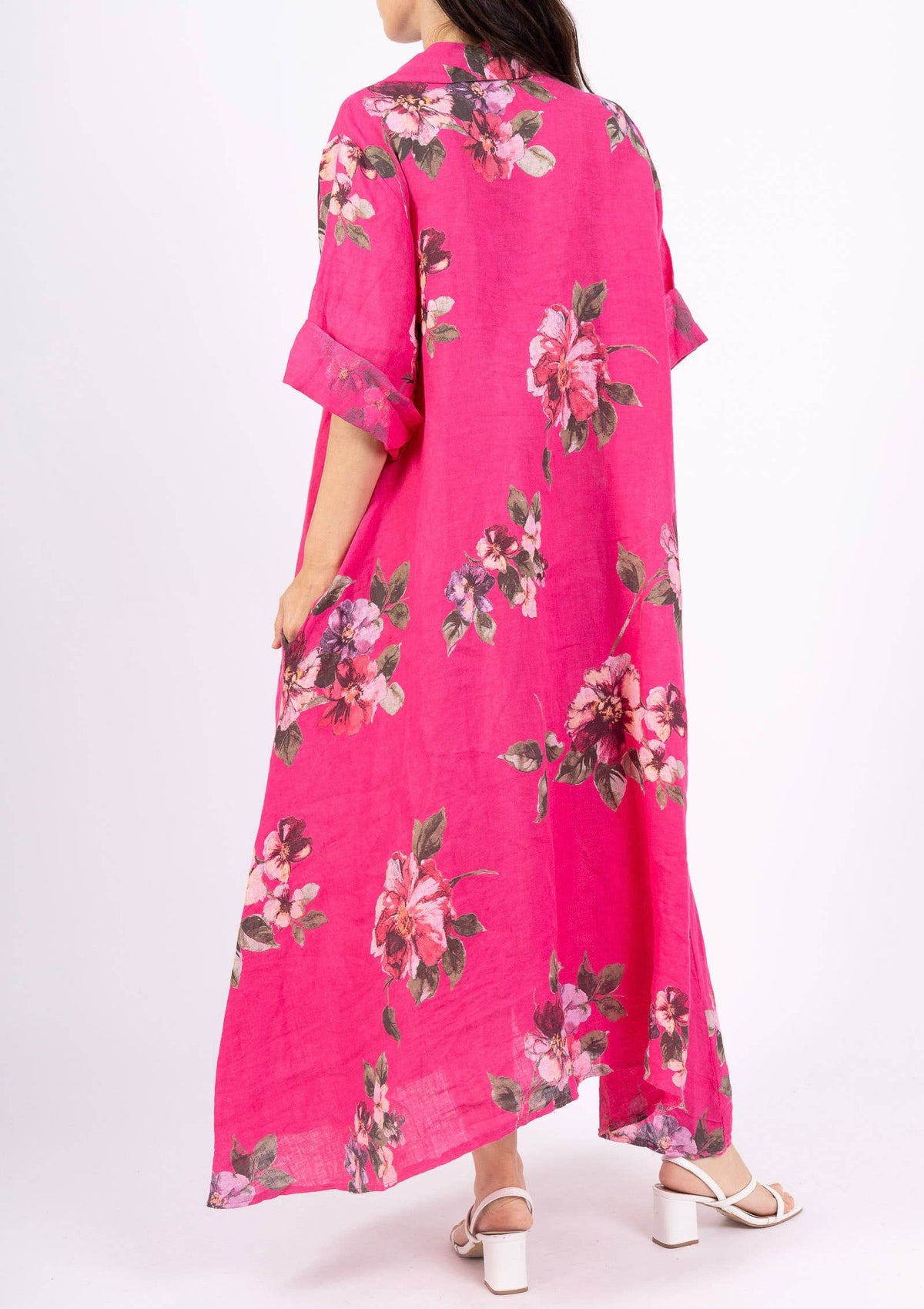 Floral Print Linen Duster