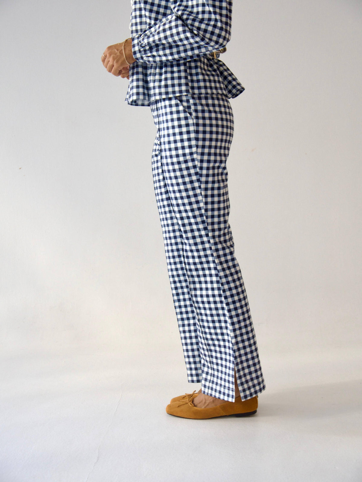 Rome Gingham Navy Blue Pants