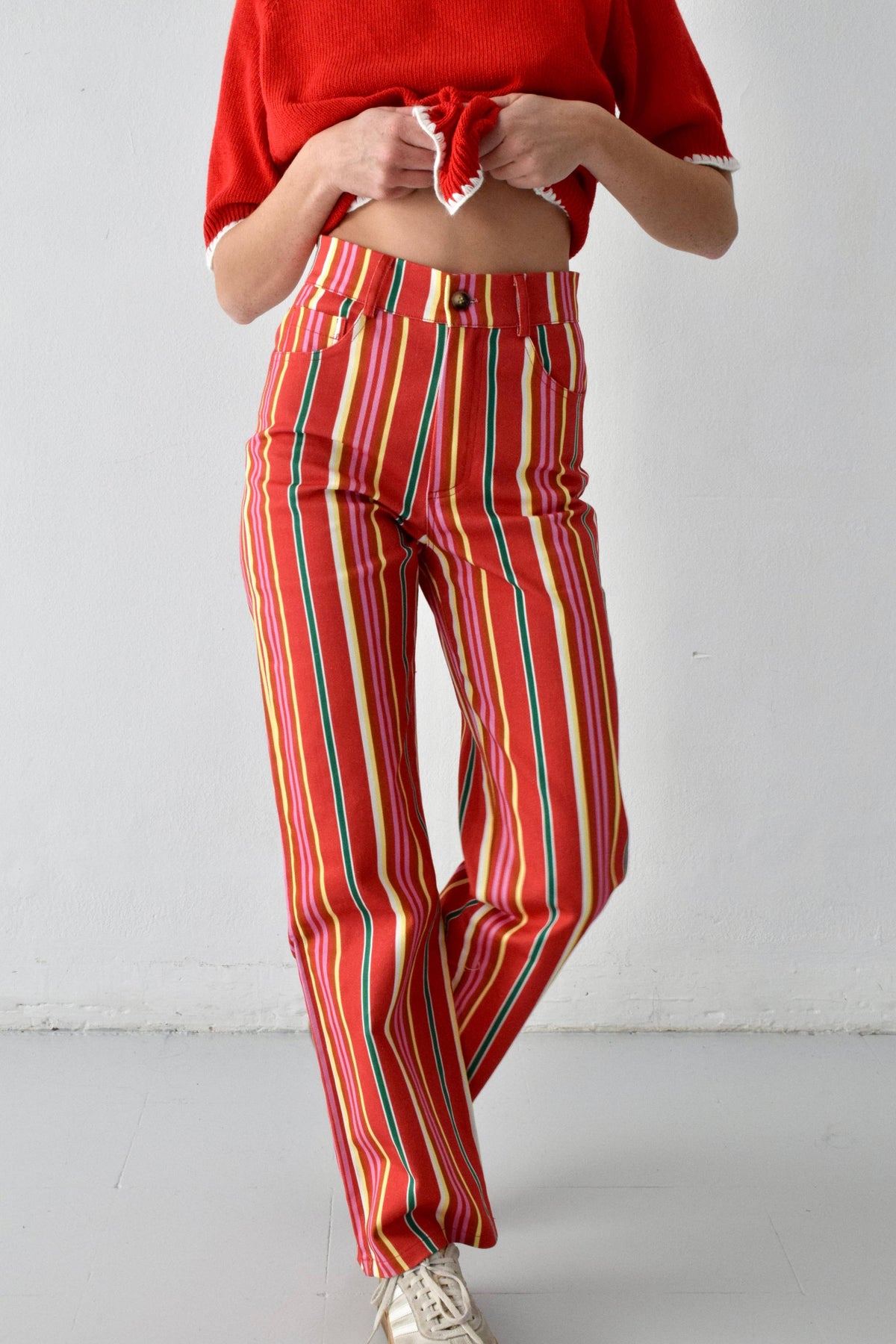 Inés Red Striped Jeans
