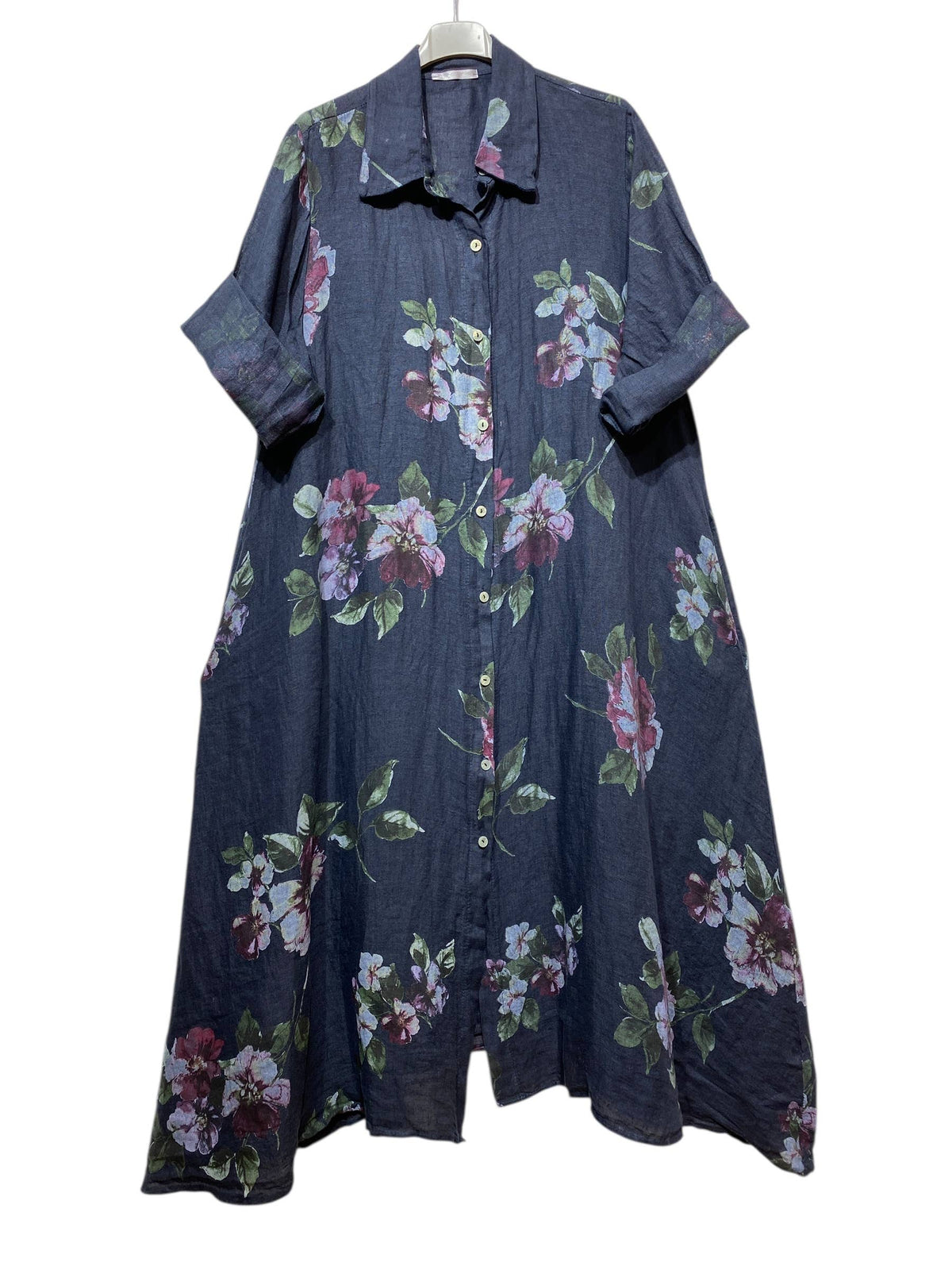Floral Print Linen Duster