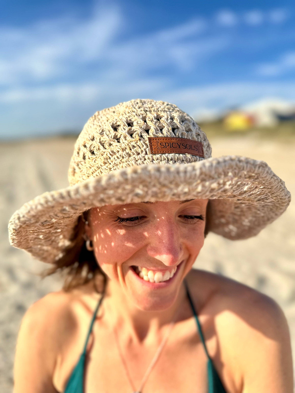 Beige Hemp Hat - Crochet brim