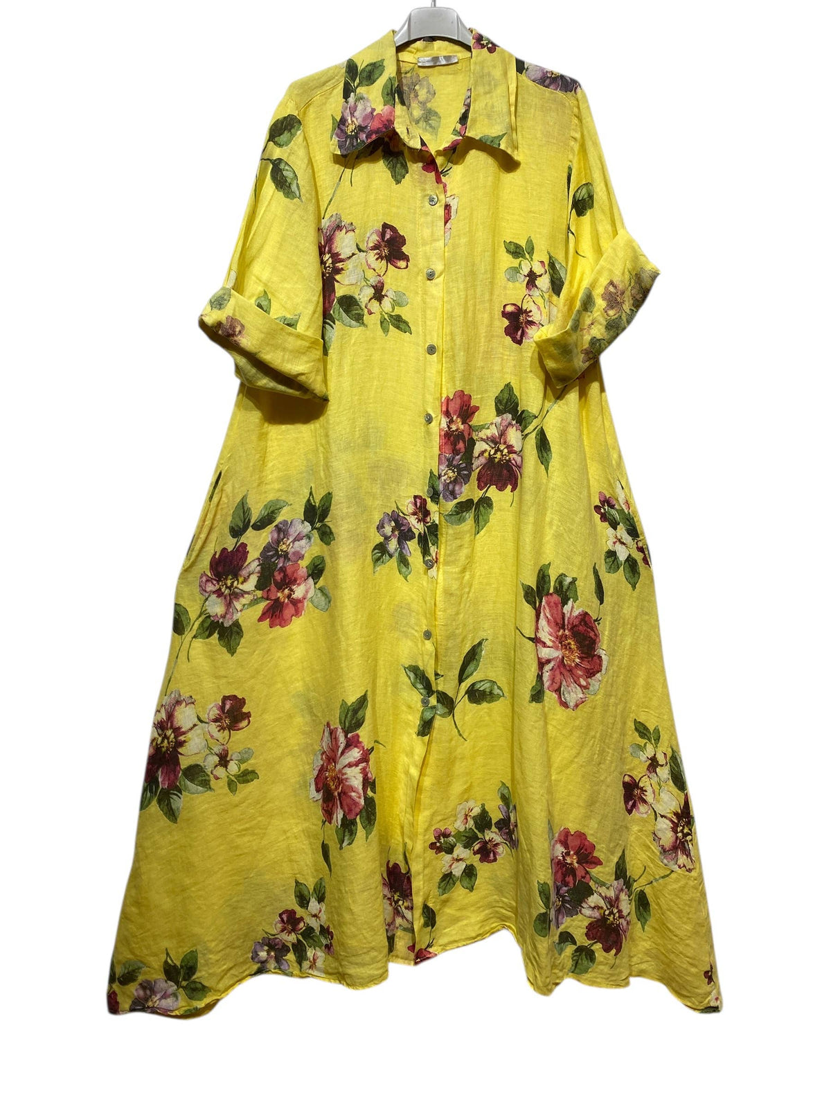 Floral Print Linen Duster