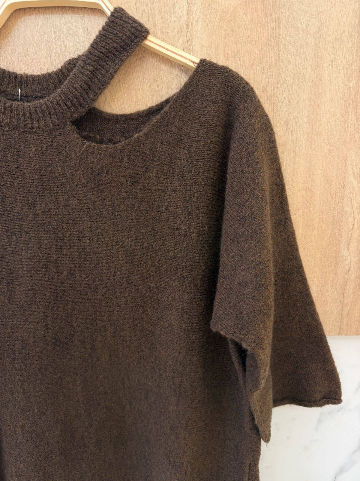 Knit Sweater with Shoulder Cutout - Made in Italy