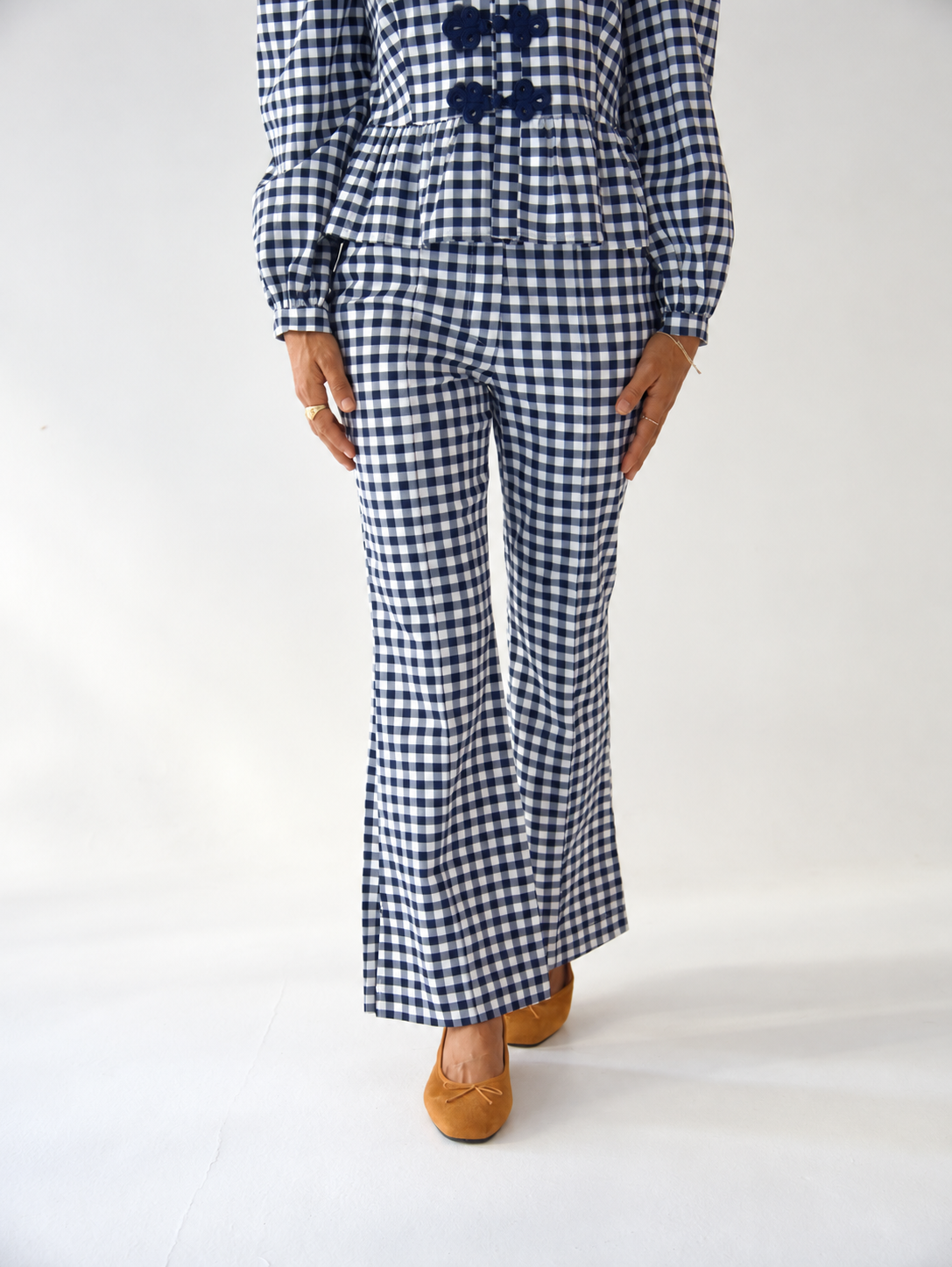 Rome Gingham Navy Blue Pants