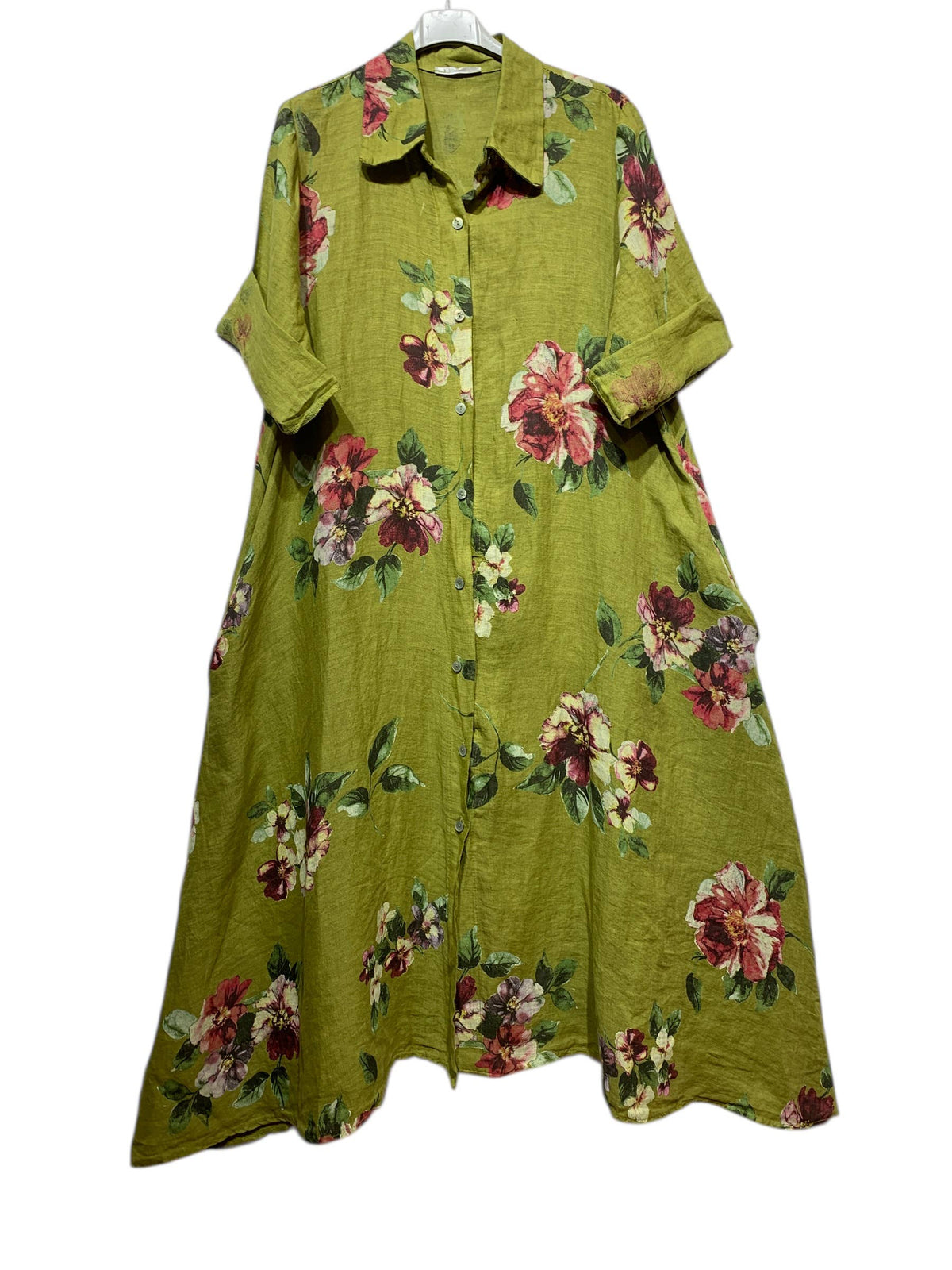 Floral Print Linen Duster