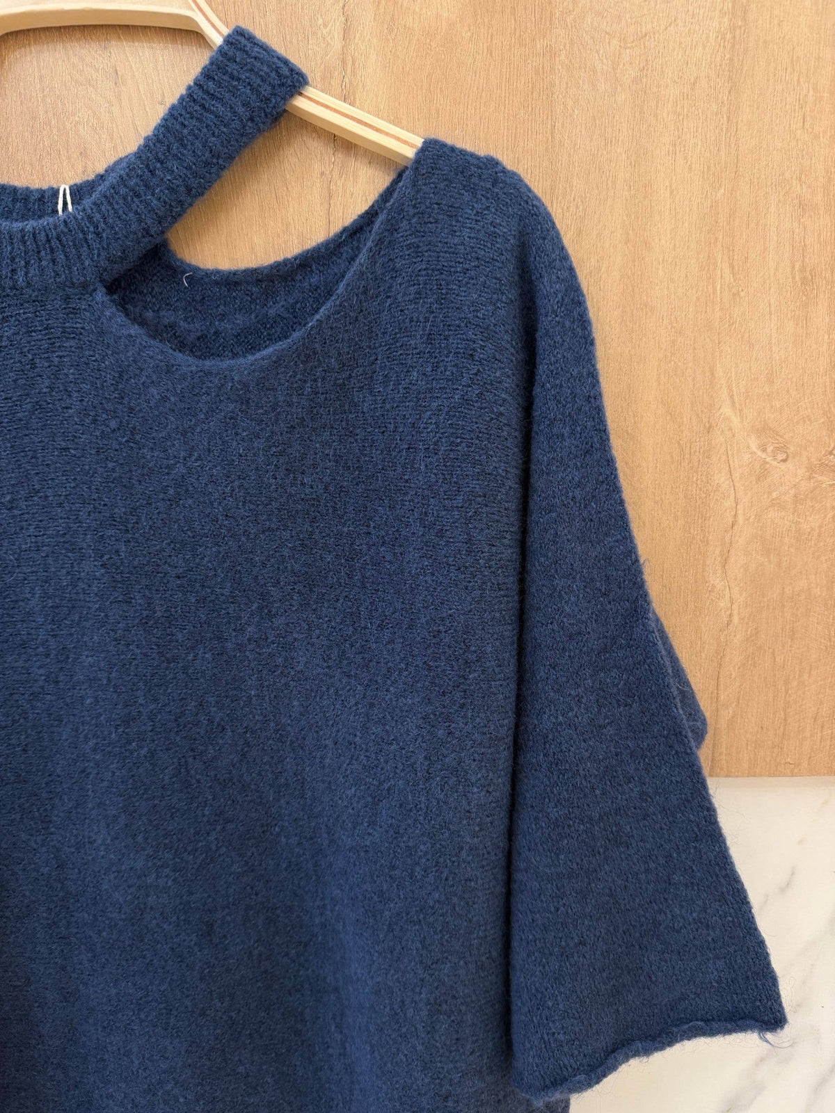 Knit Sweater with Shoulder Cutout - Made in Italy
