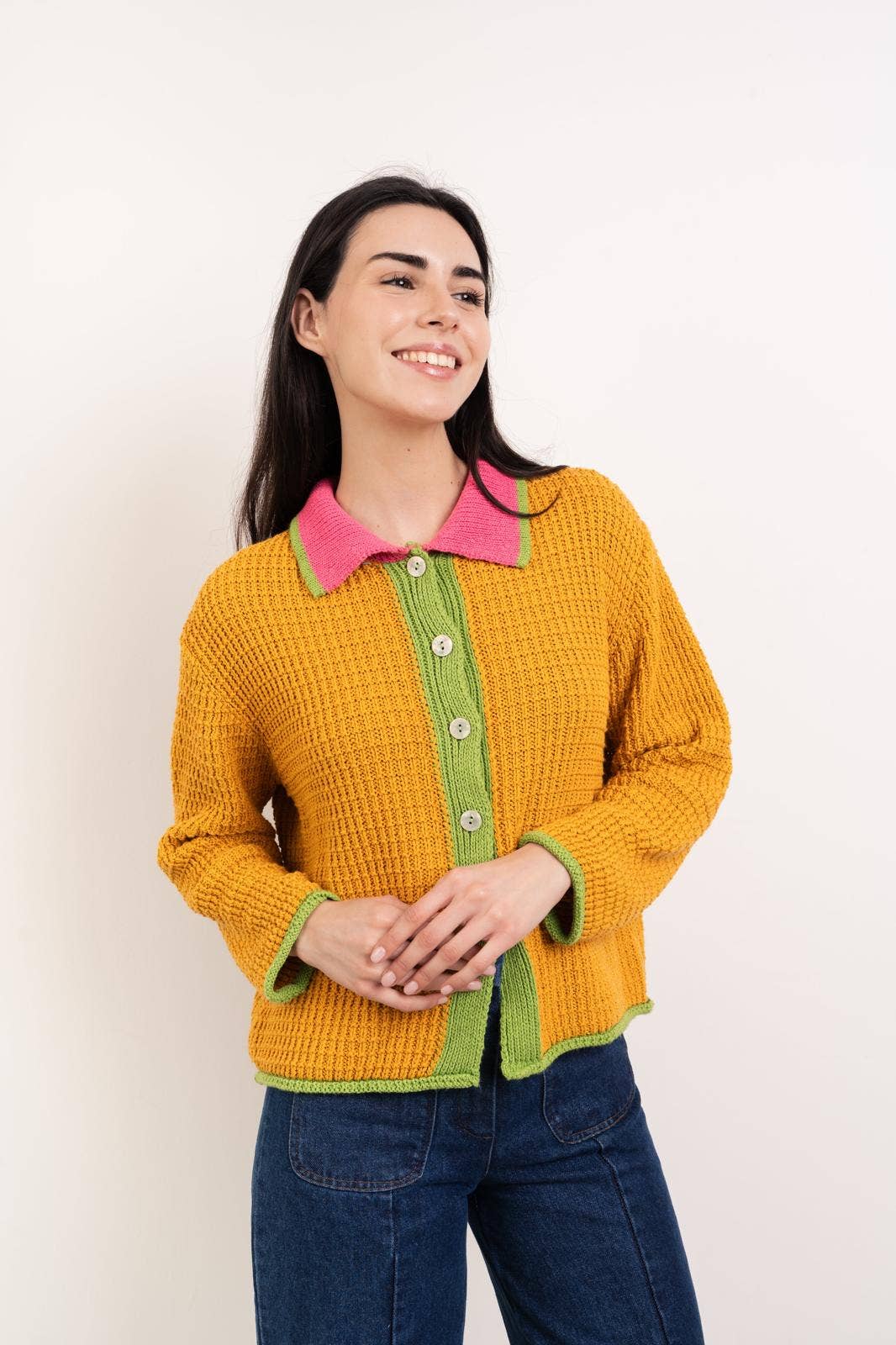 Tina Mustard Cotton Cardigan