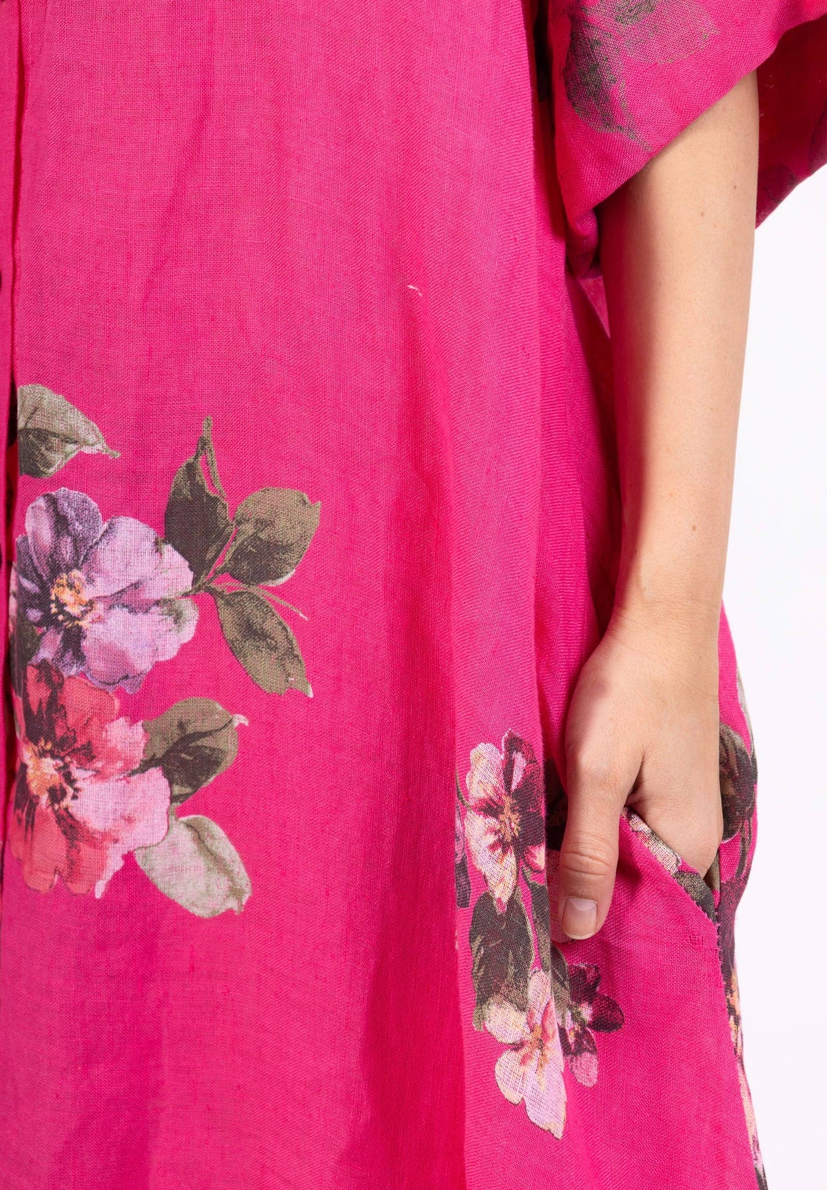 Floral Print Linen Duster
