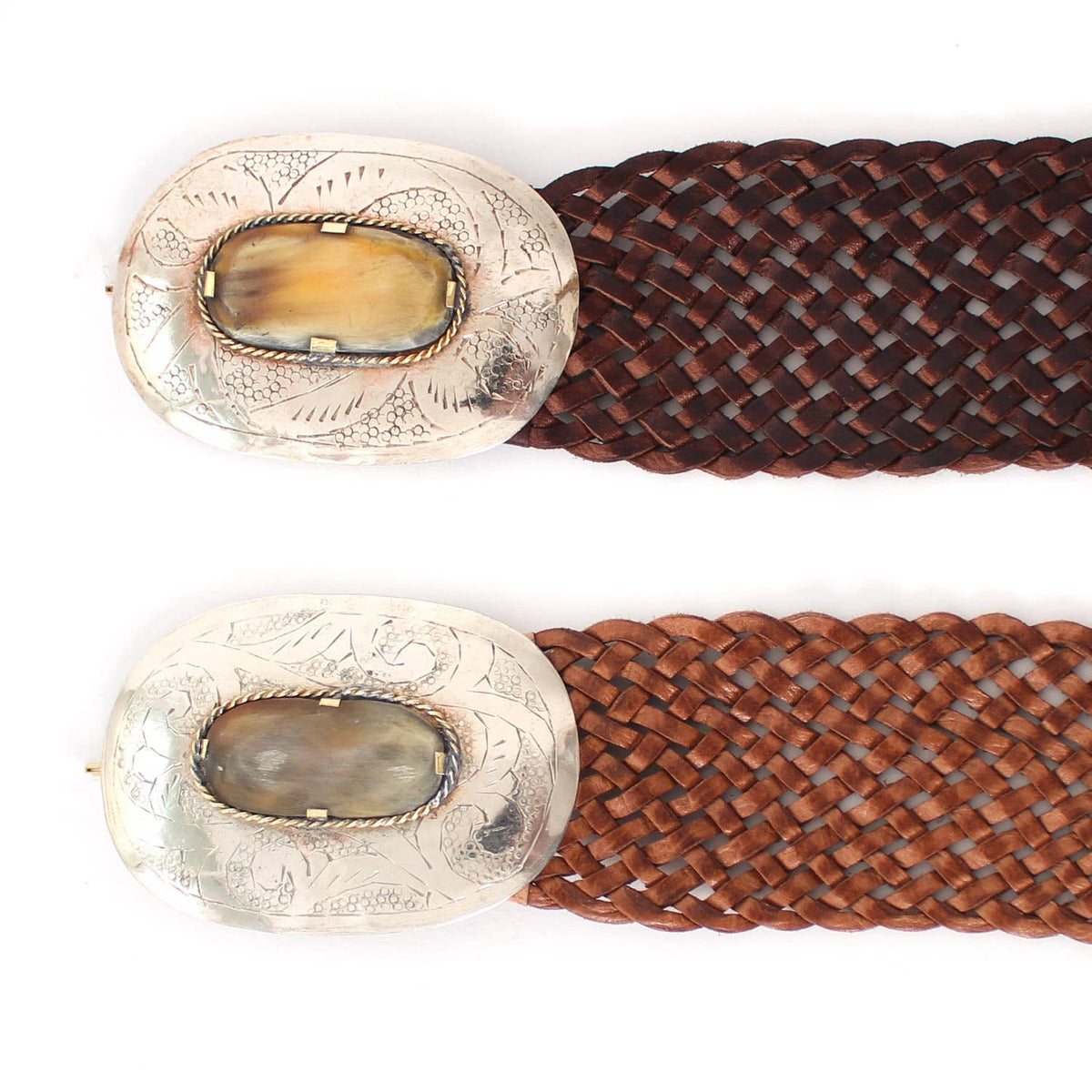 Leather Belt with Oval Buckle - Medium