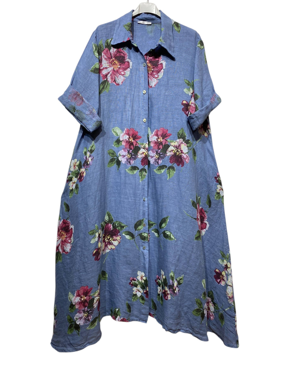 Floral Print Linen Duster