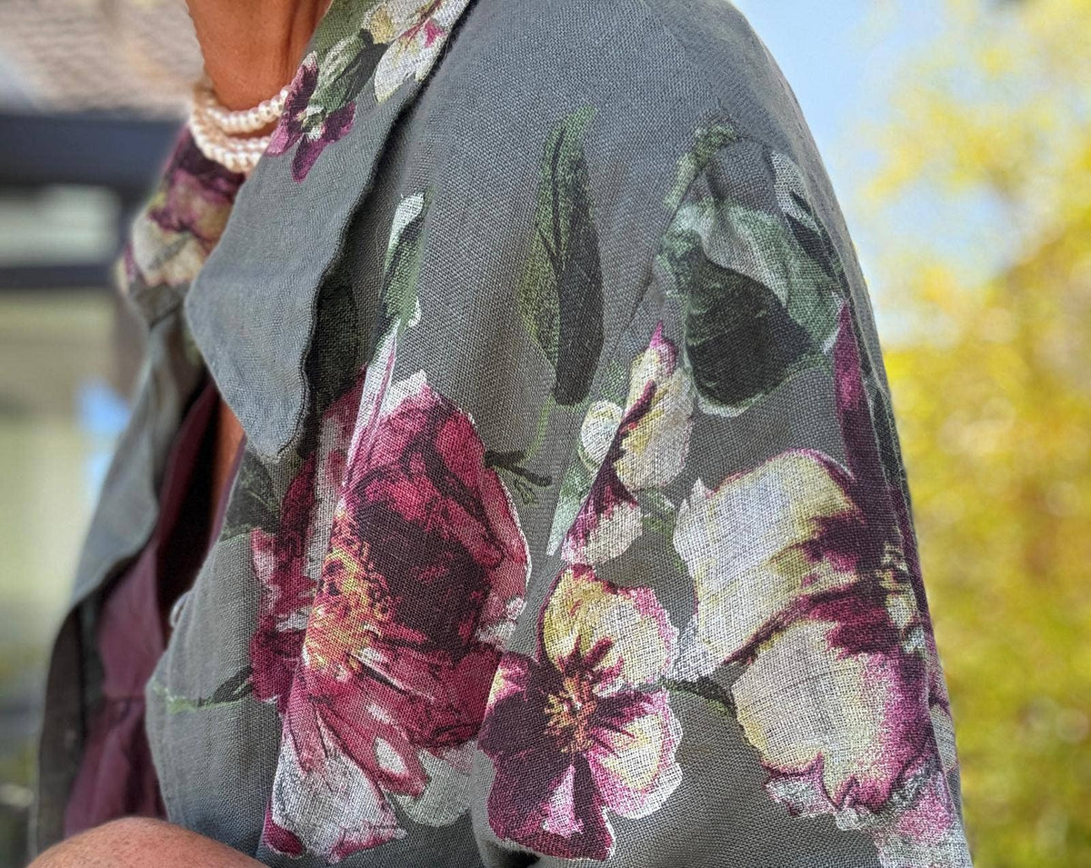 Floral Print Linen Duster