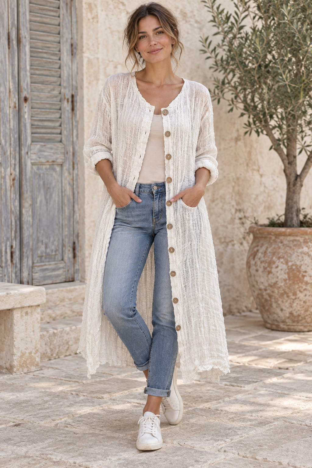 Purolinoitaliano Duster with Buttons