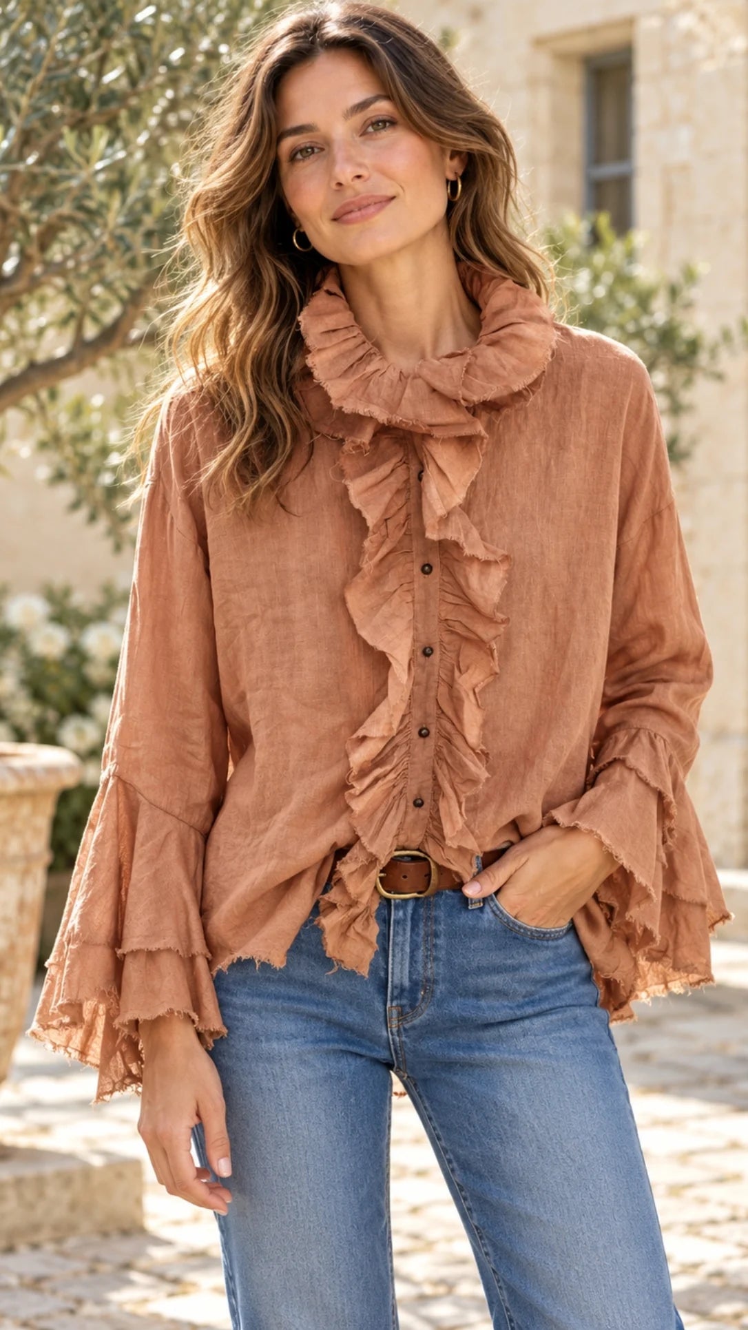 Boem Ruffled linen shirt