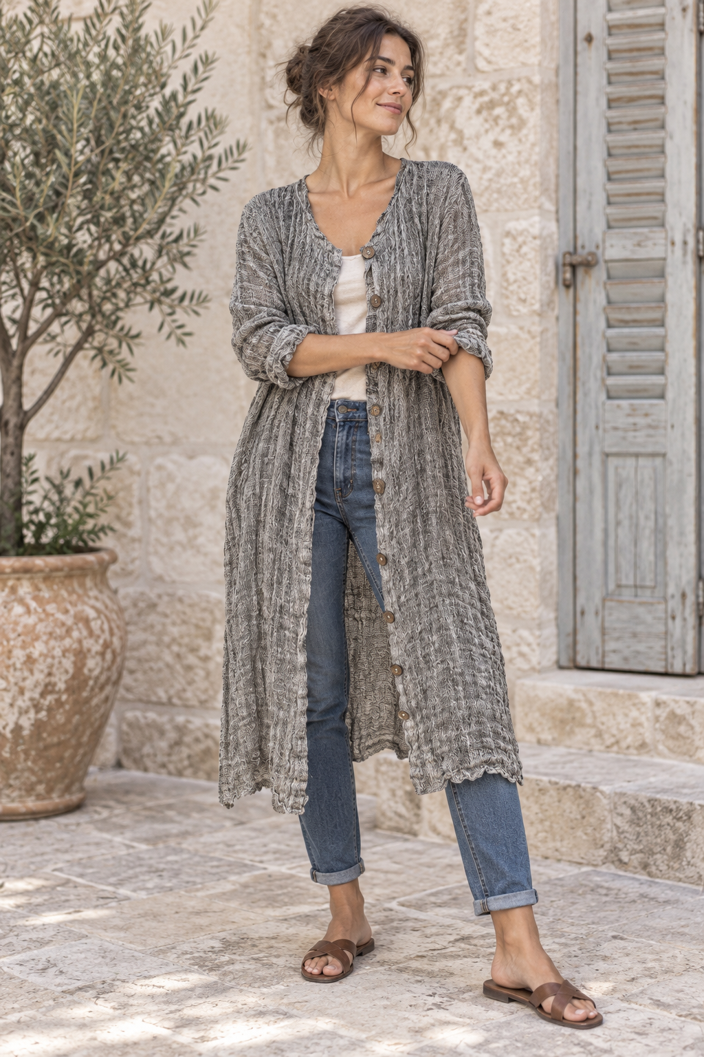 Purolinoitaliano Duster with Buttons