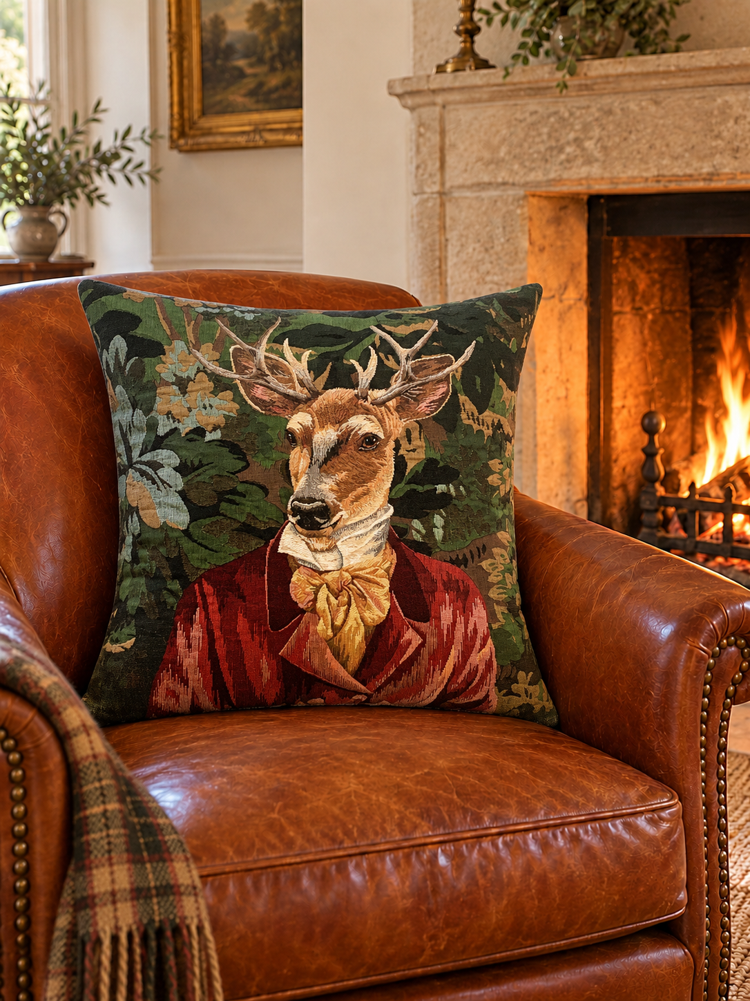 Decorative Pillow Cover Stag Verdure Red Jacket