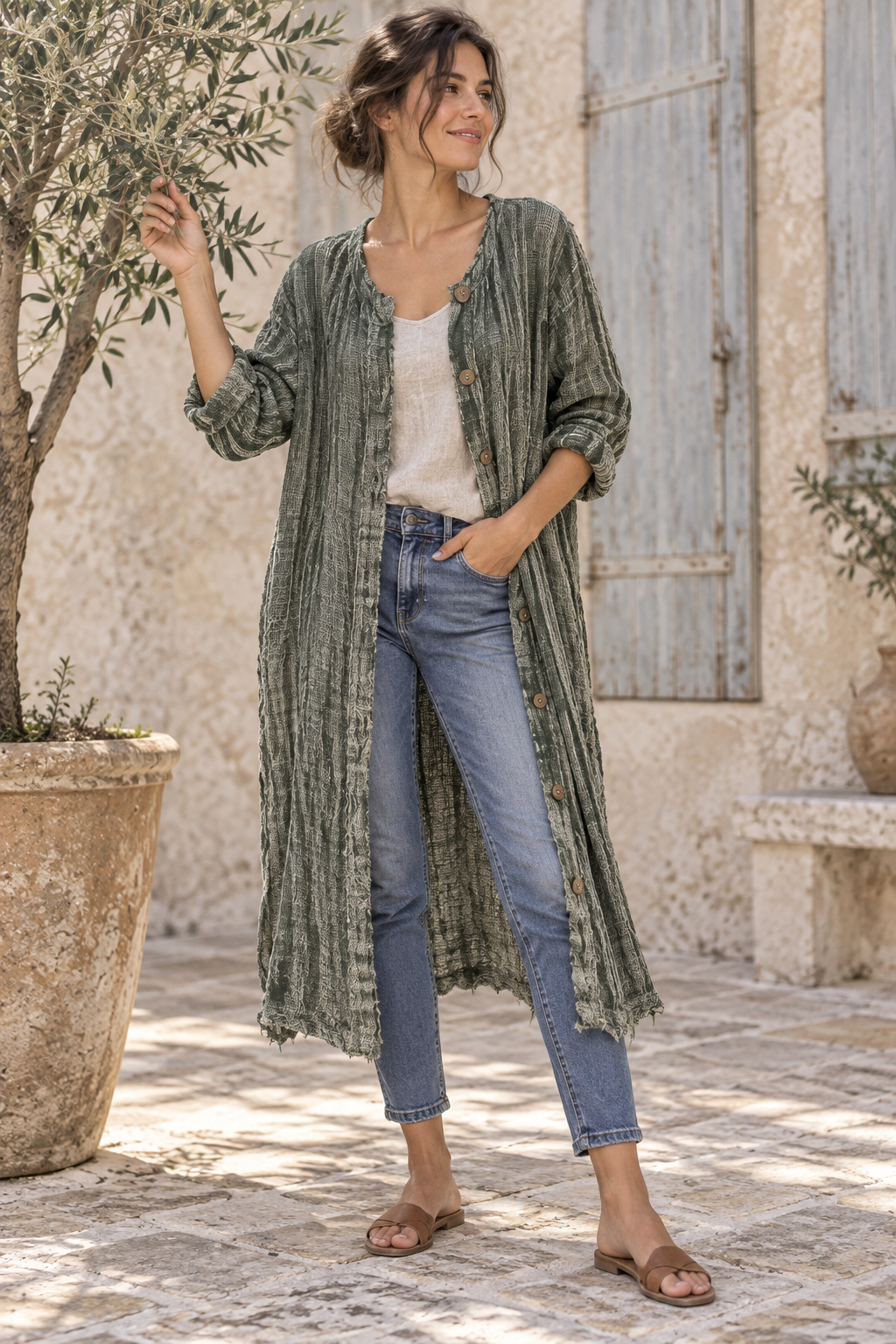 Purolinoitaliano Duster with Buttons