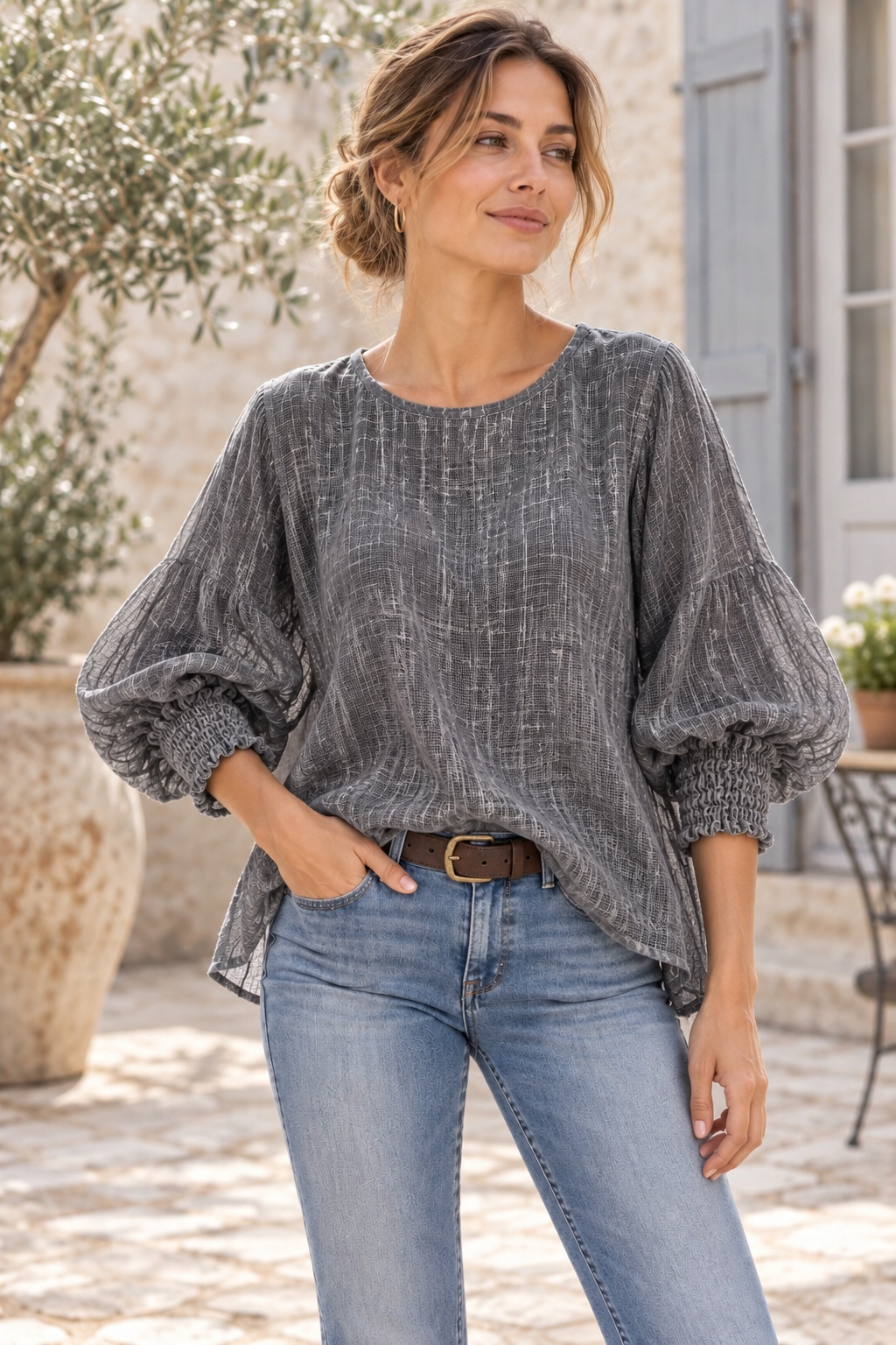 Purolinoitaliano Puff Sleeved Top
