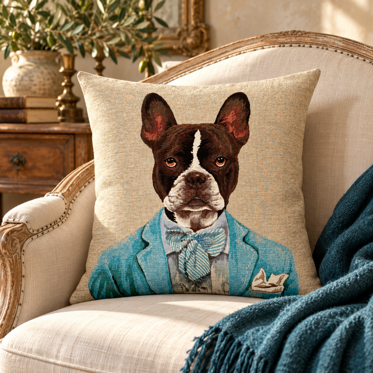 Decorative Pillow Cover Dandy French Bulldog
