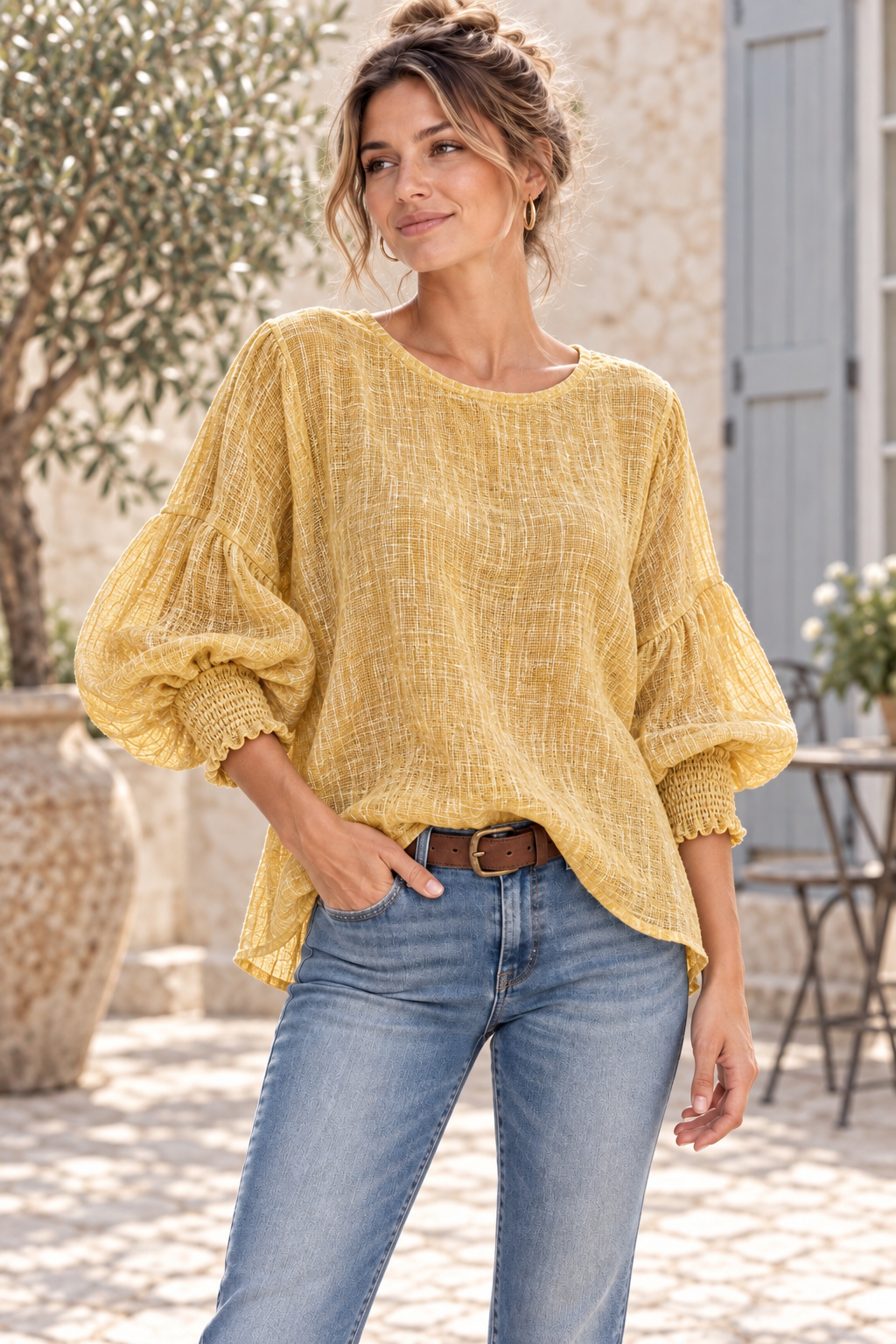 Purolinoitaliano Puff Sleeved Top